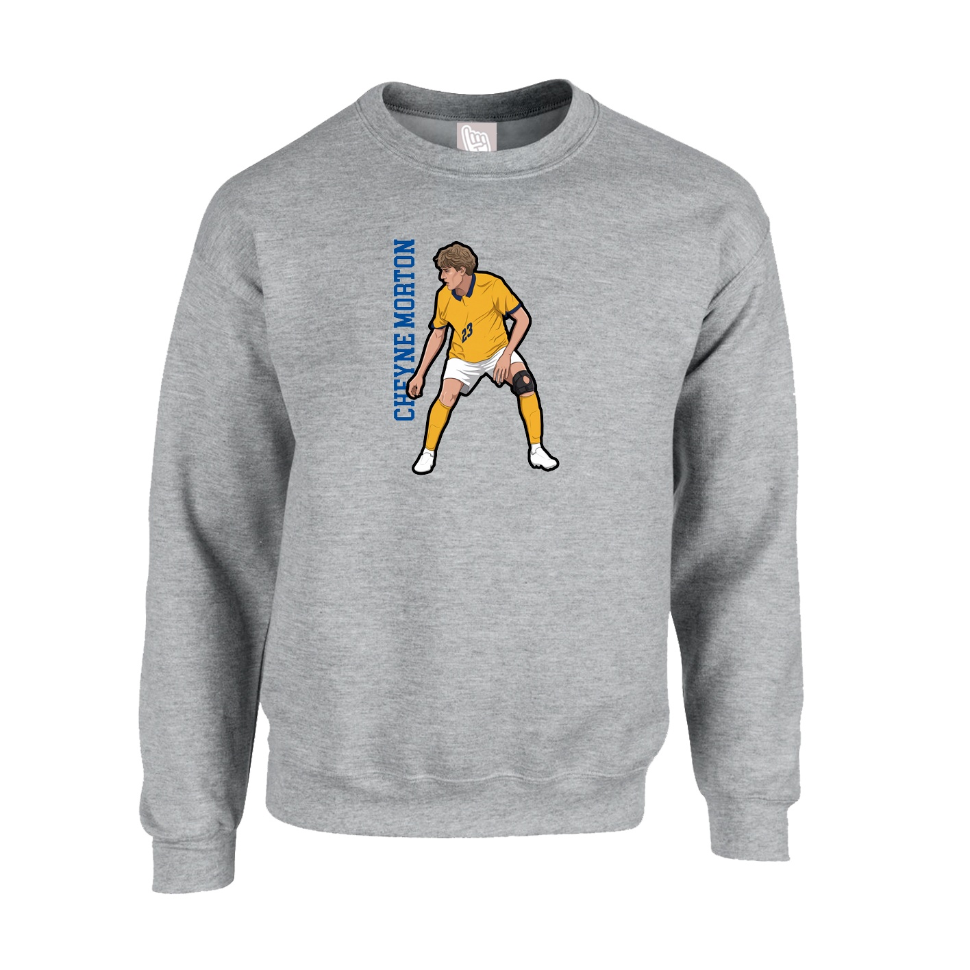 Fleece Crew — Name Vertical in Grey