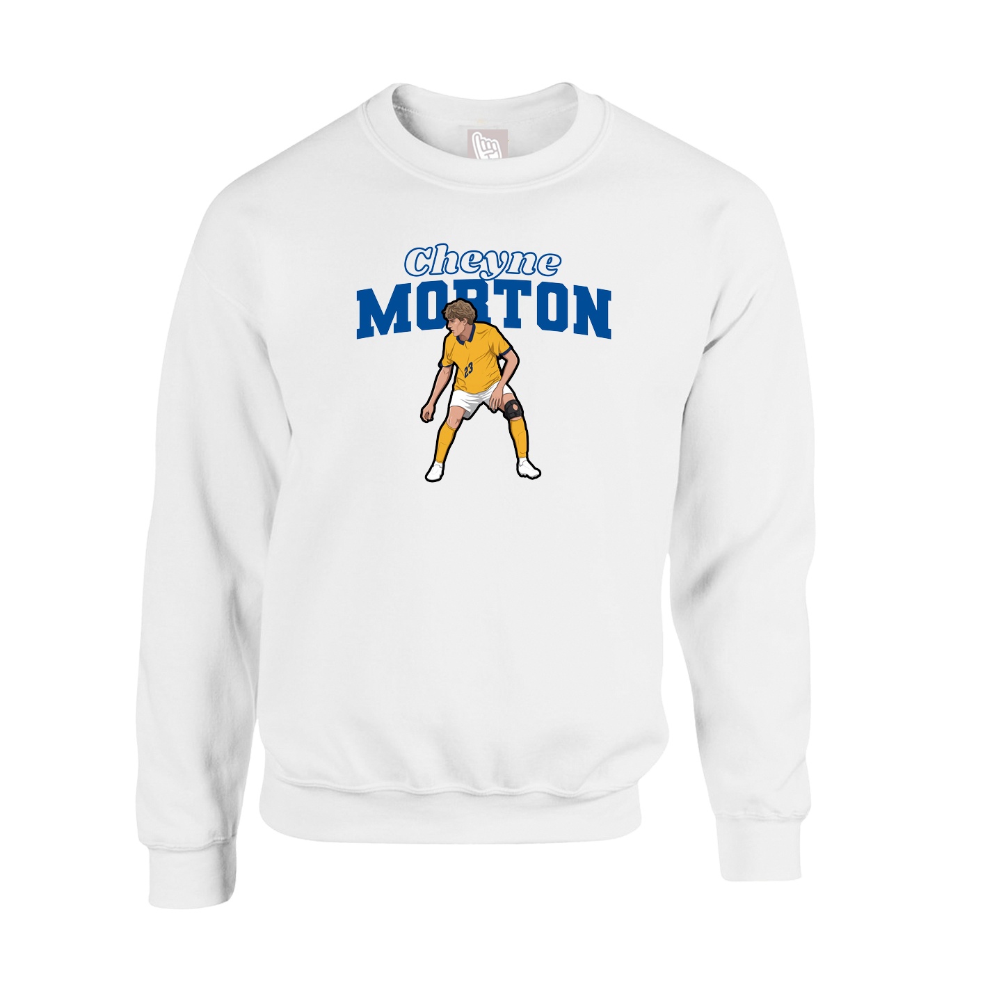 Fleece Crew — Name Arch in White