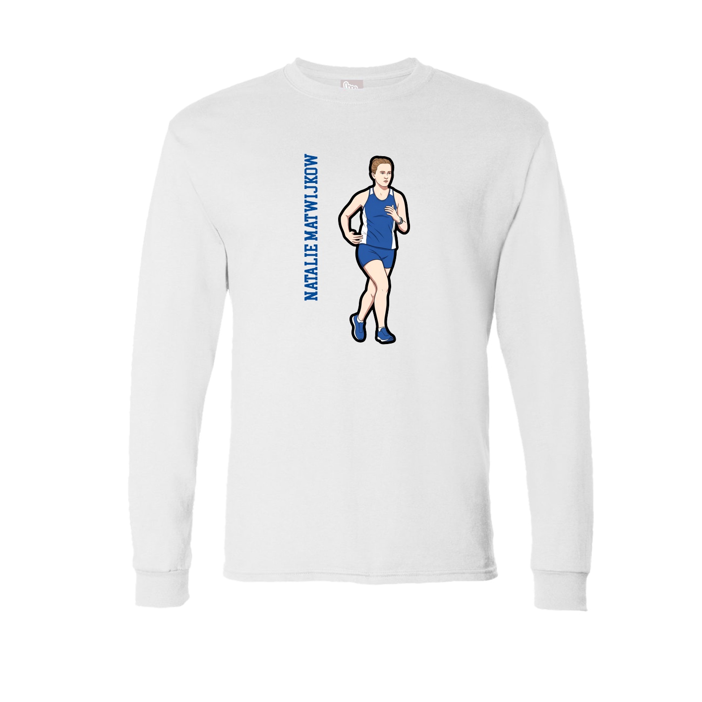 Long Sleeve Tee — Name Vertical in White