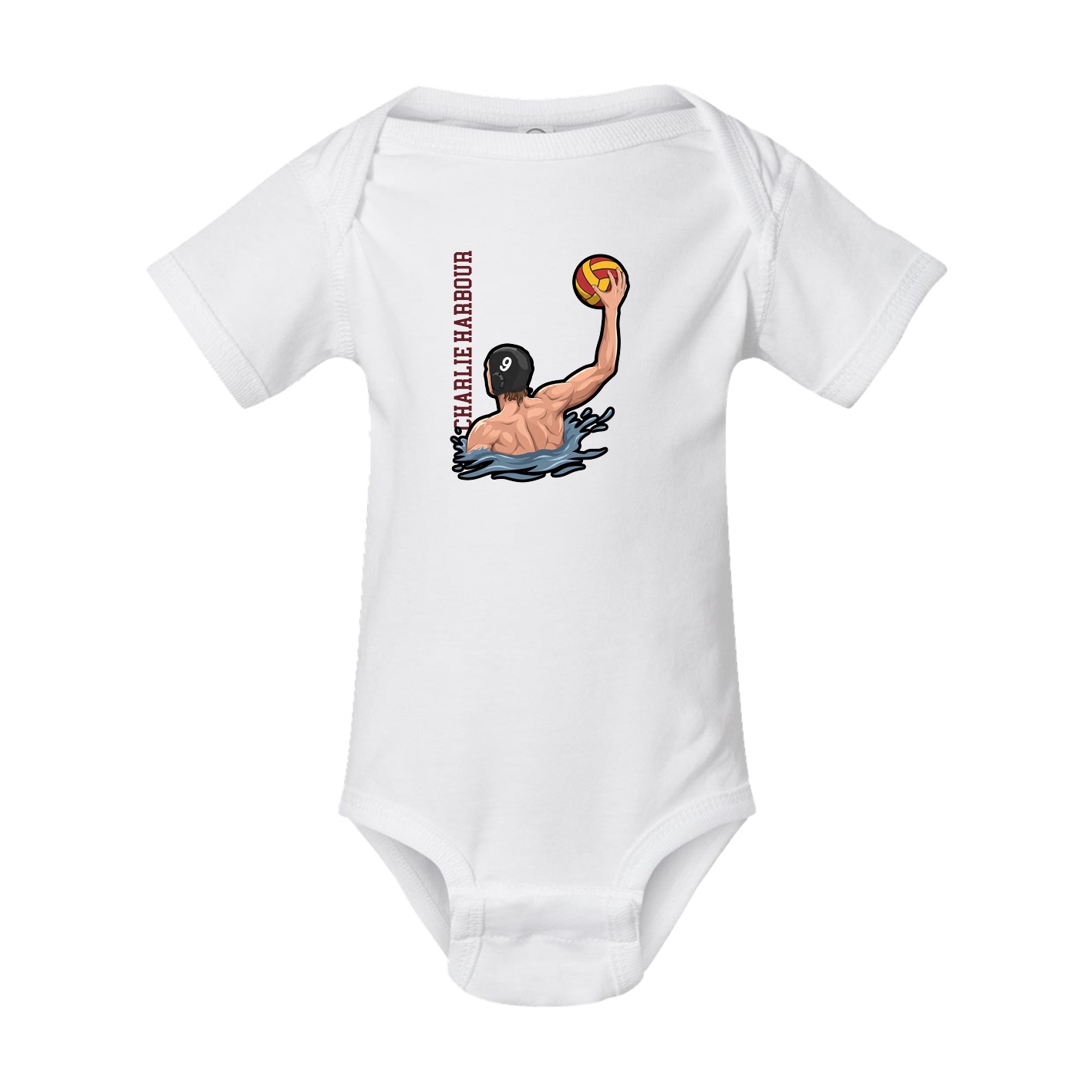 Baby Onesie — Name Vertical in White