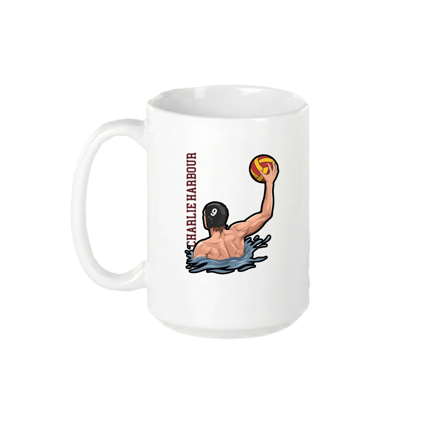 15oz Coffee Mug — Name Vertical in White