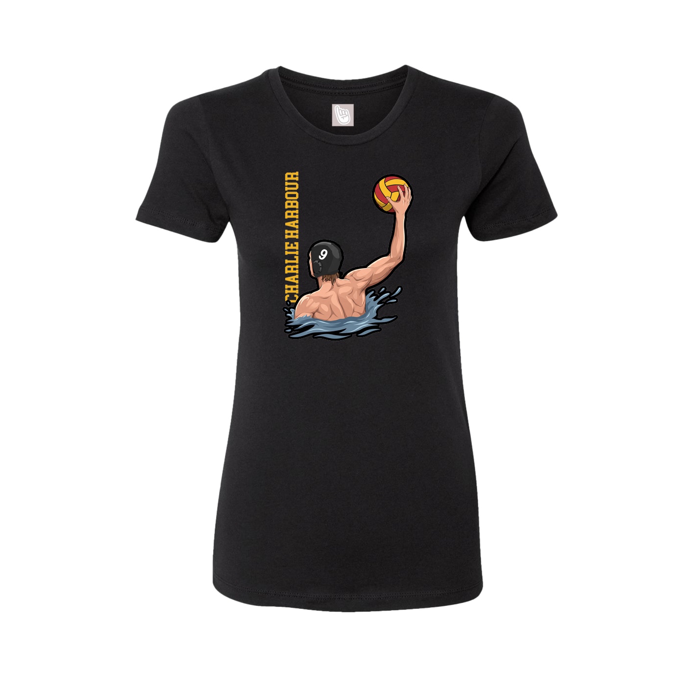 Fitted Women's Tee — Name Vertical in Black