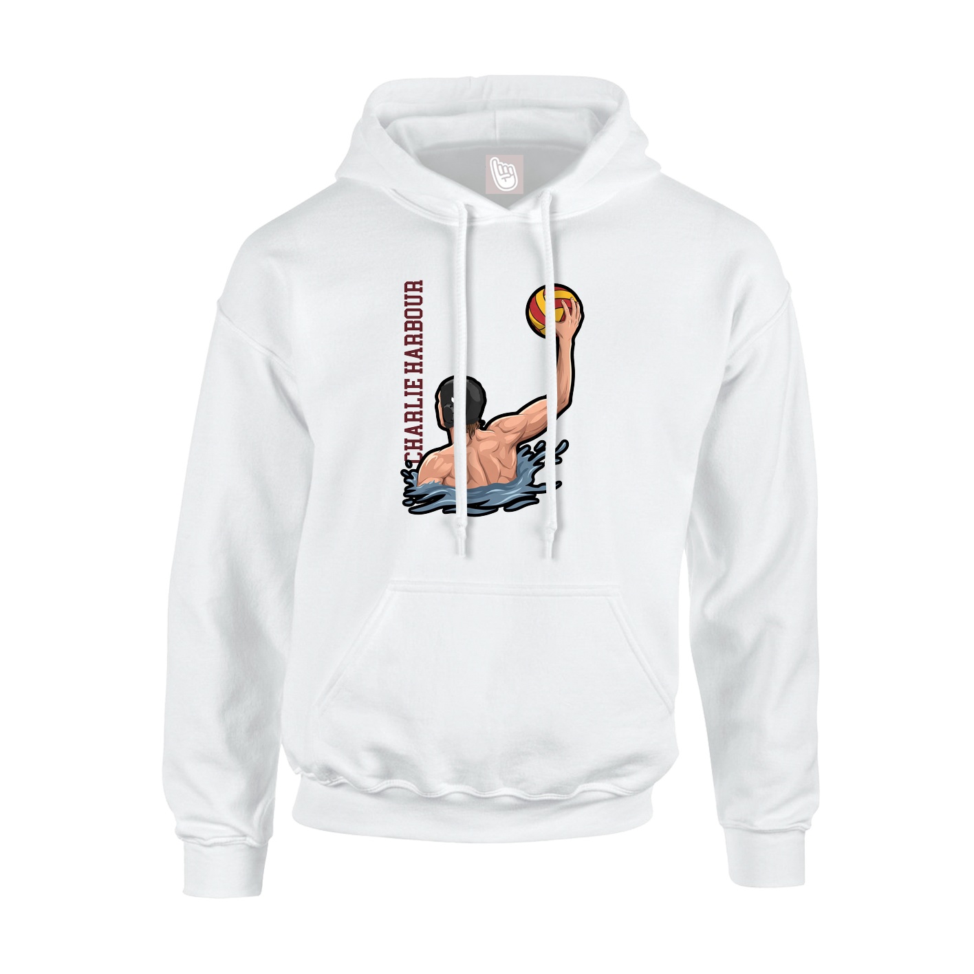 Youth Hoodie — Name Vertical in White