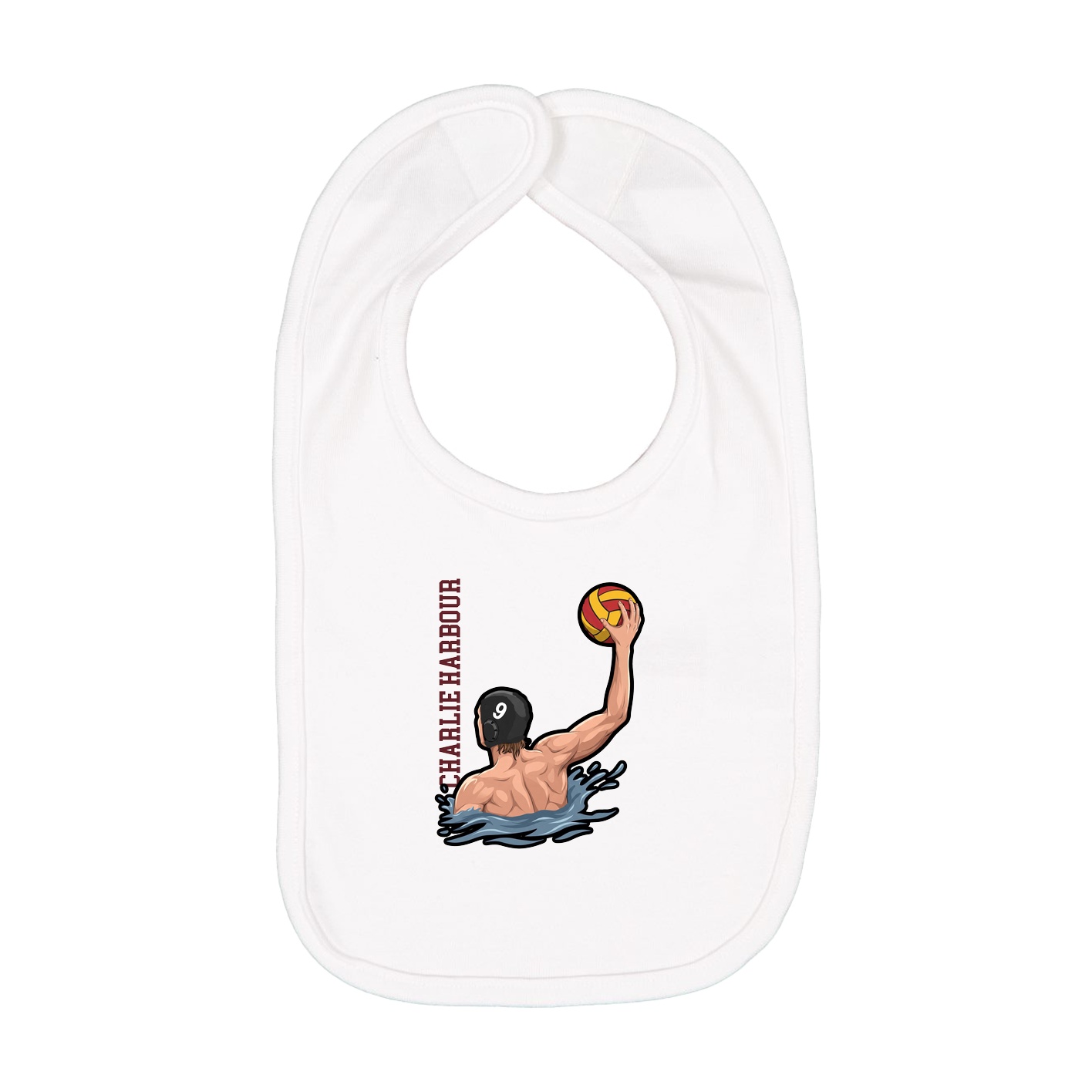 Infant Bib — Name Vertical in White
