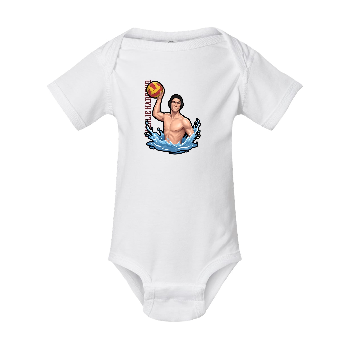 Baby Onesie — Name Vertical in White