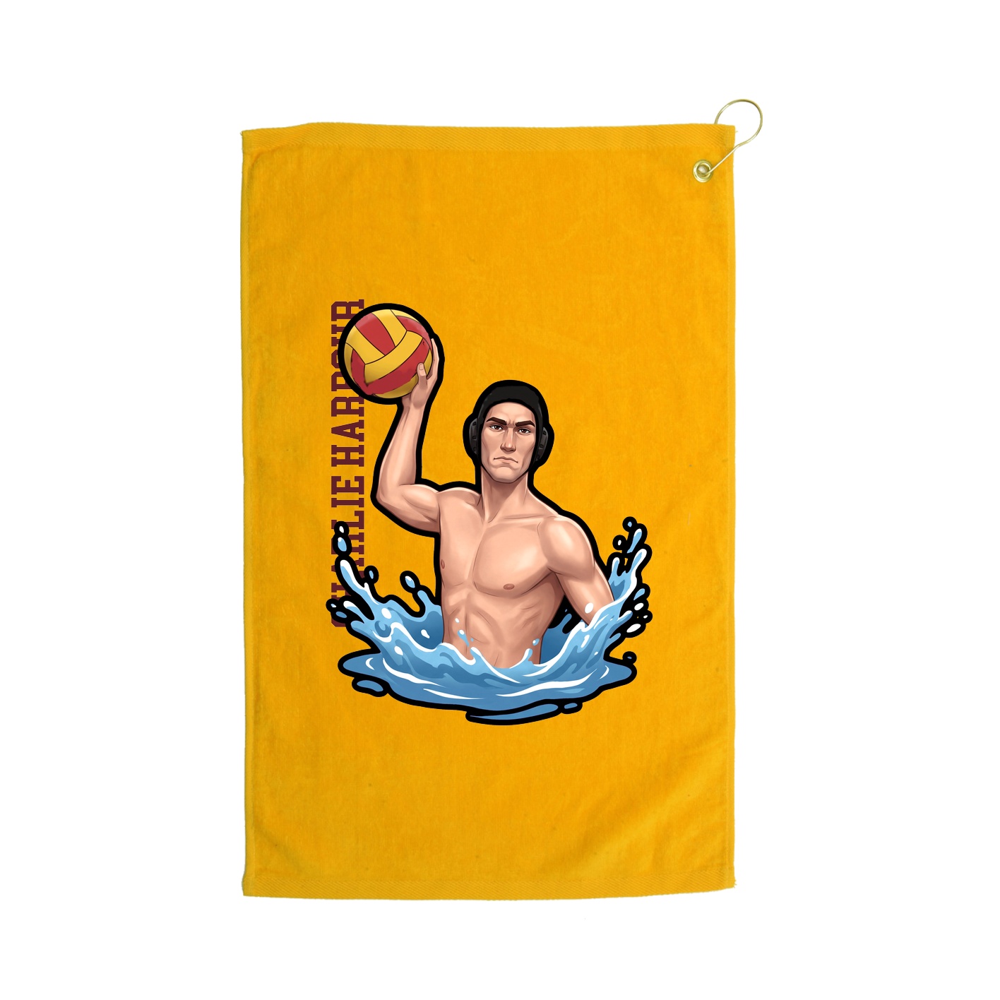 Golf Towel — Name Vertical in Gold
