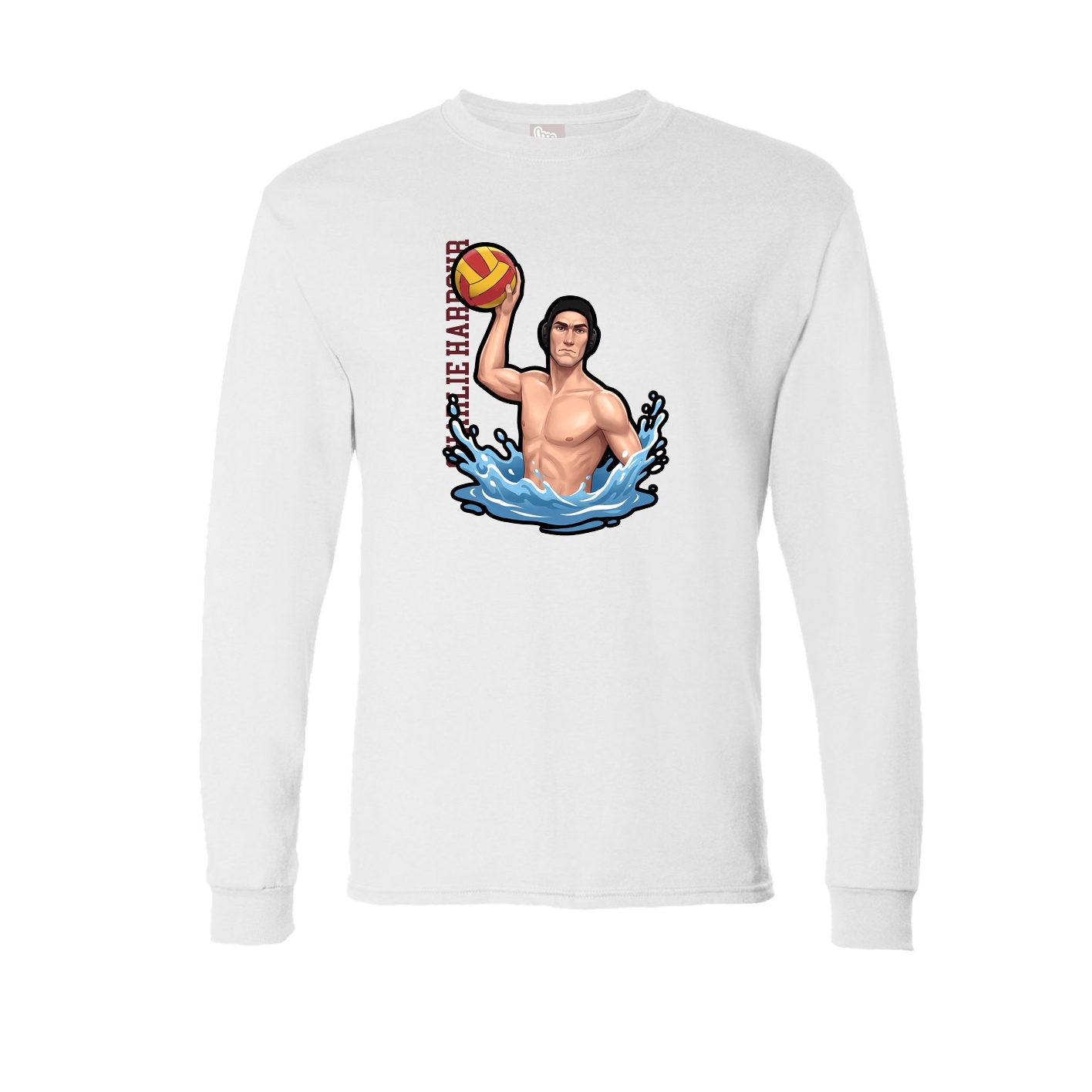 Long Sleeve Tee — Name Vertical in White
