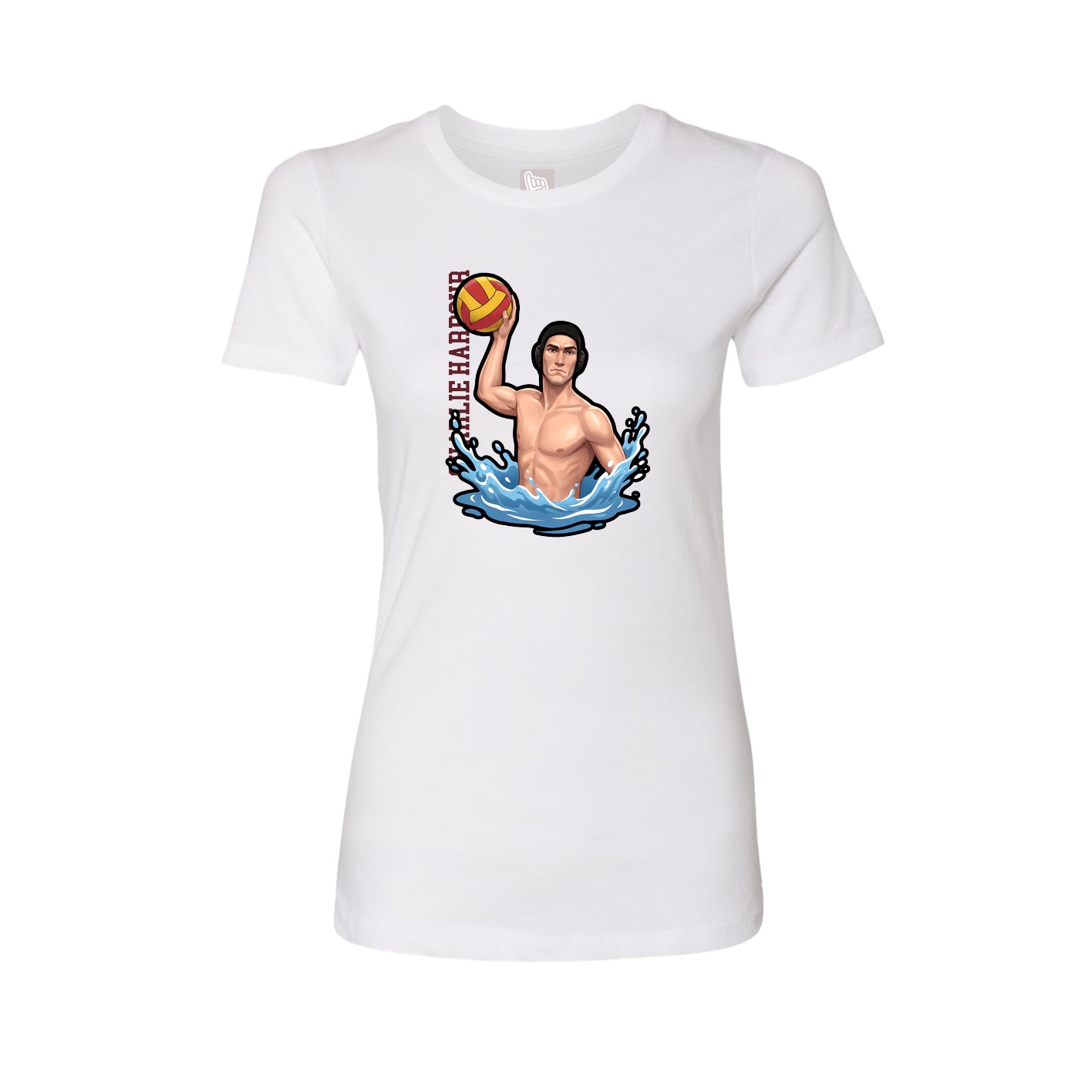 Fitted Women's Tee — Name Vertical in White