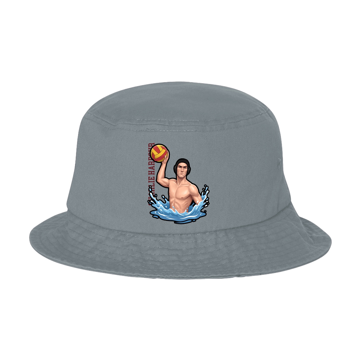 Bucket Cap — Name Vertical in Grey