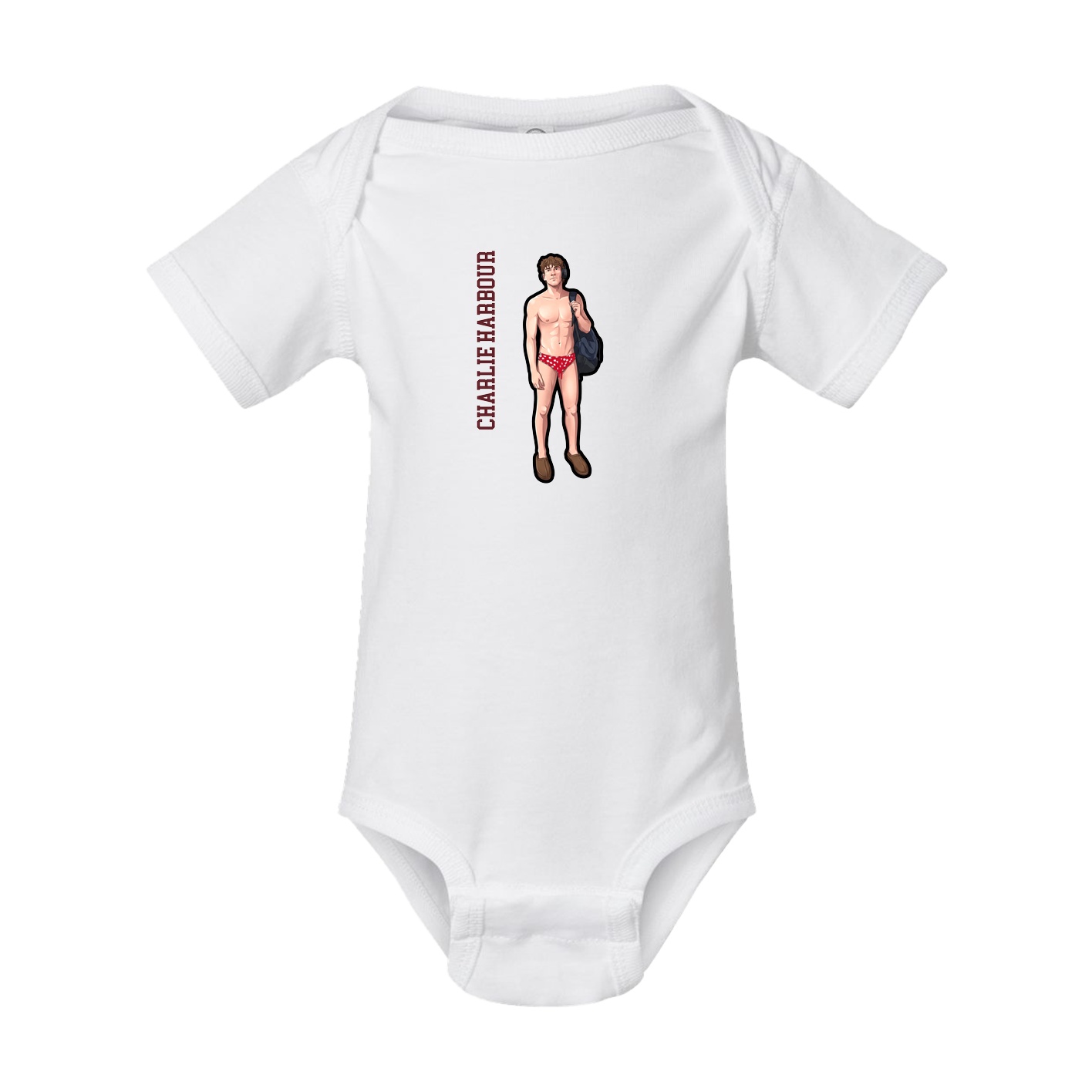 Baby Onesie — Name Vertical in White