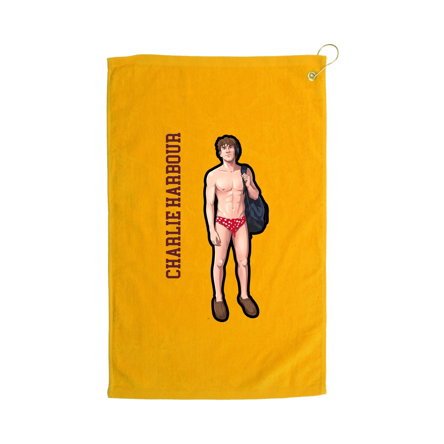 Golf Towel — Name Vertical in Gold