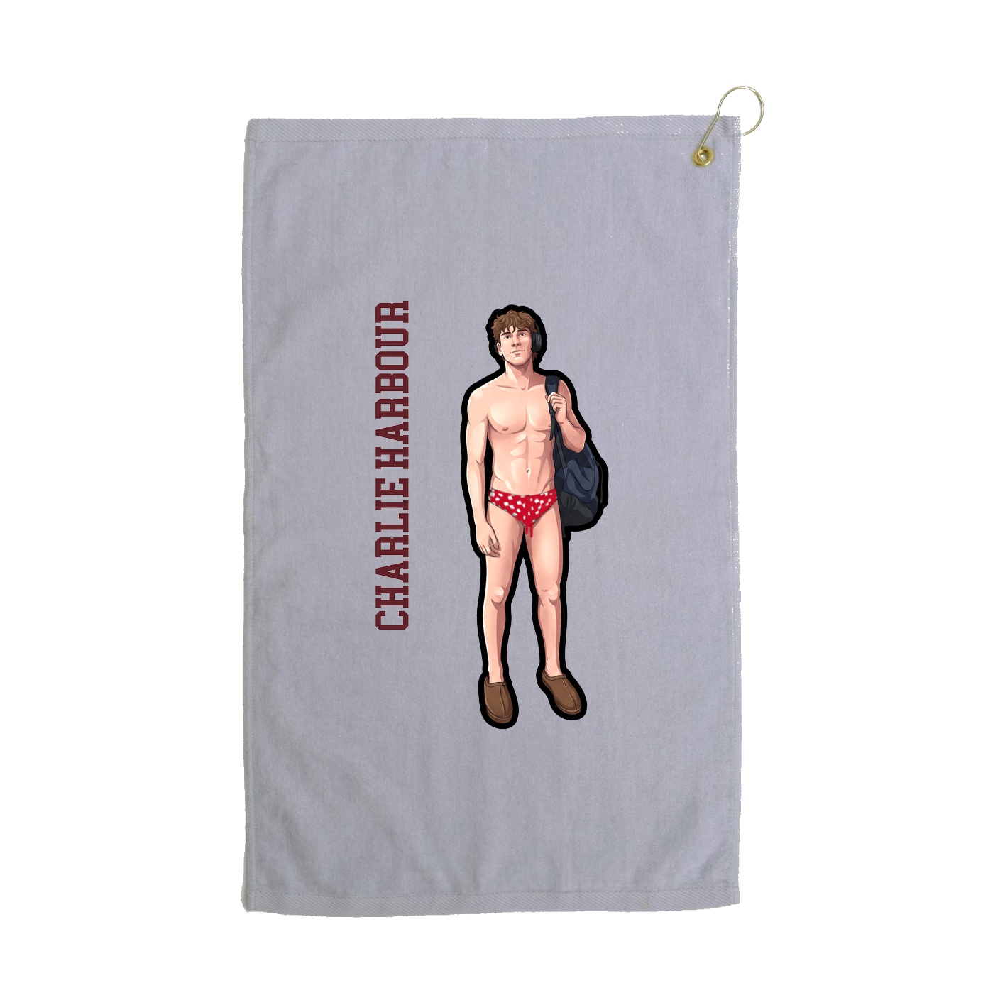 Golf Towel — Name Vertical in Grey