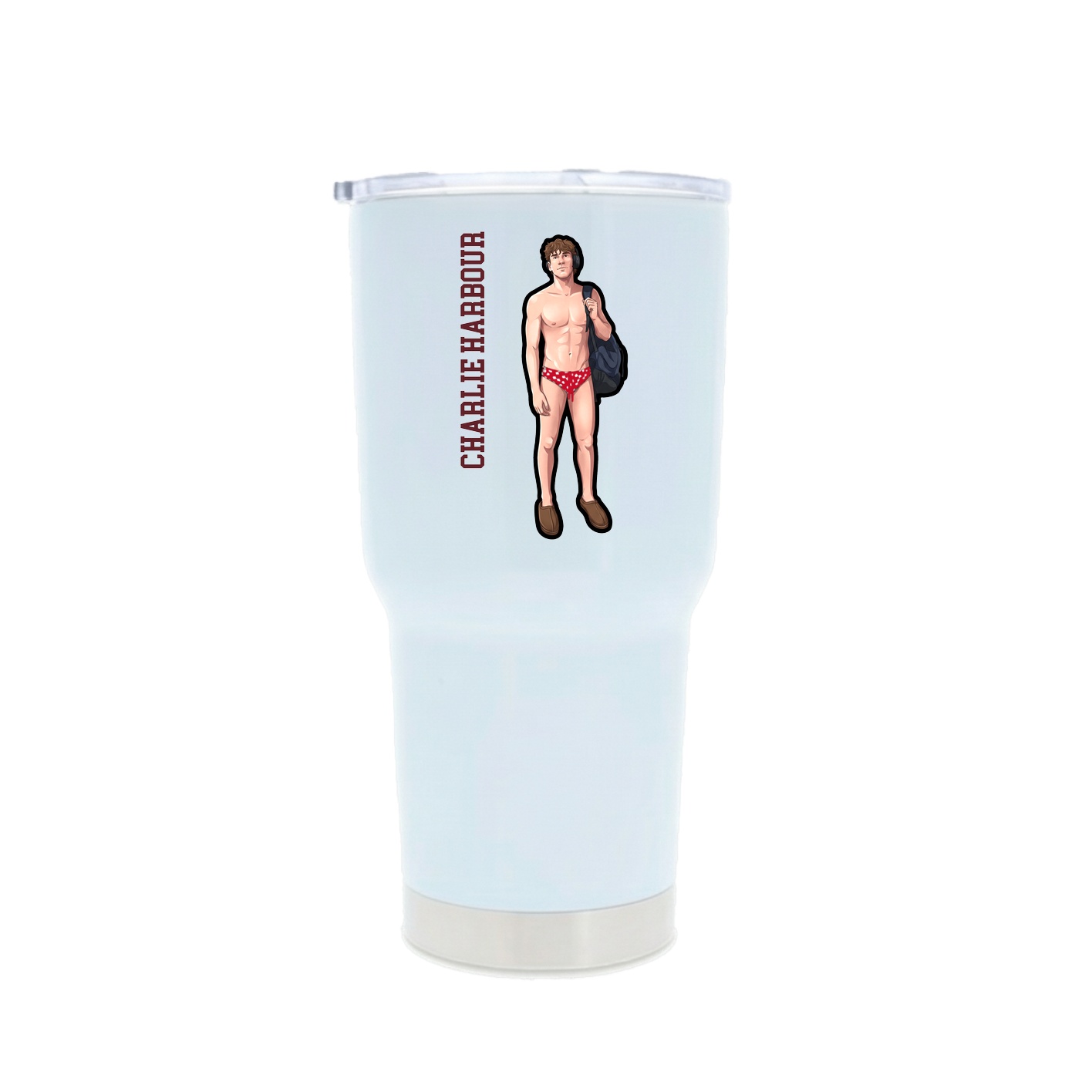 30oz Stainless Steel Tumbler — Name Vertical in White