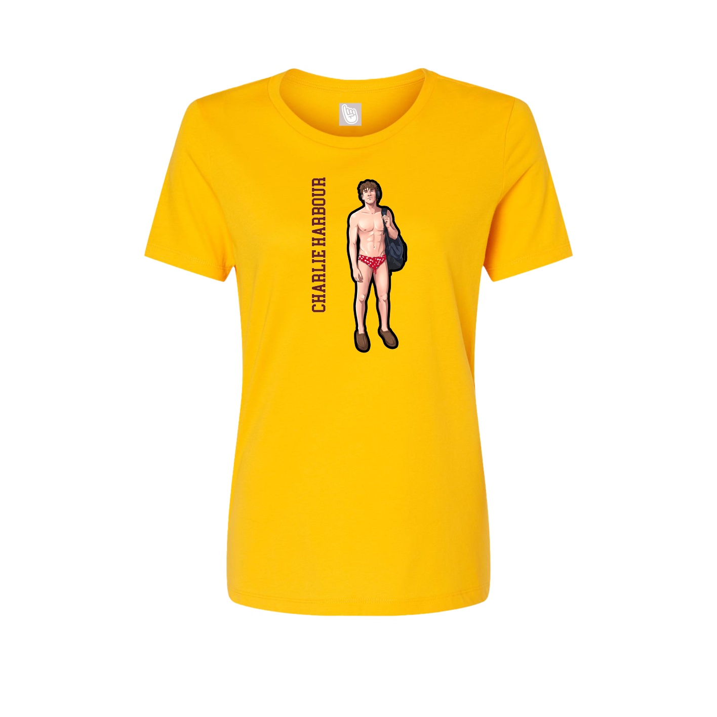 Fitted Women's Tee — Name Vertical in Gold