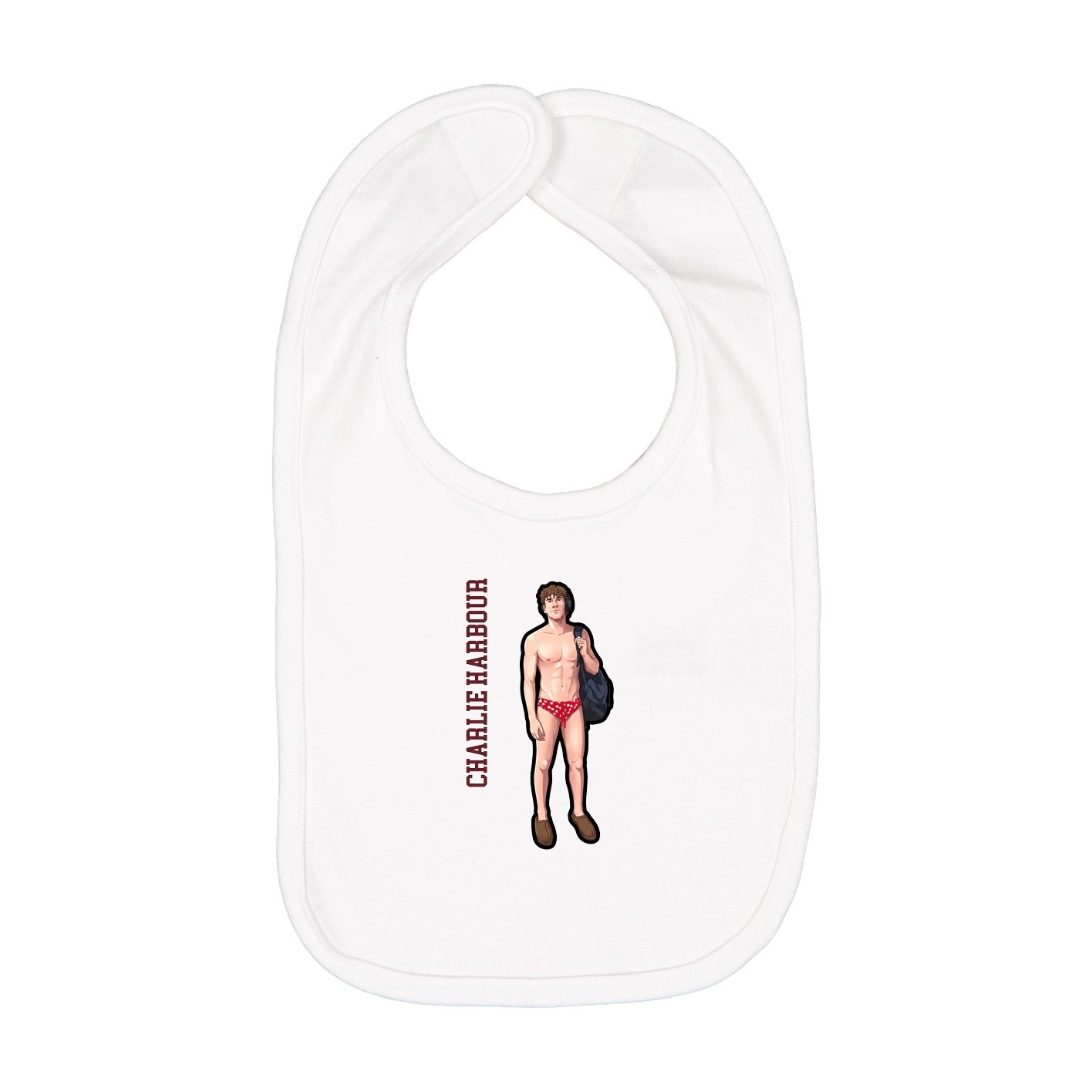 Infant Bib — Name Vertical in White