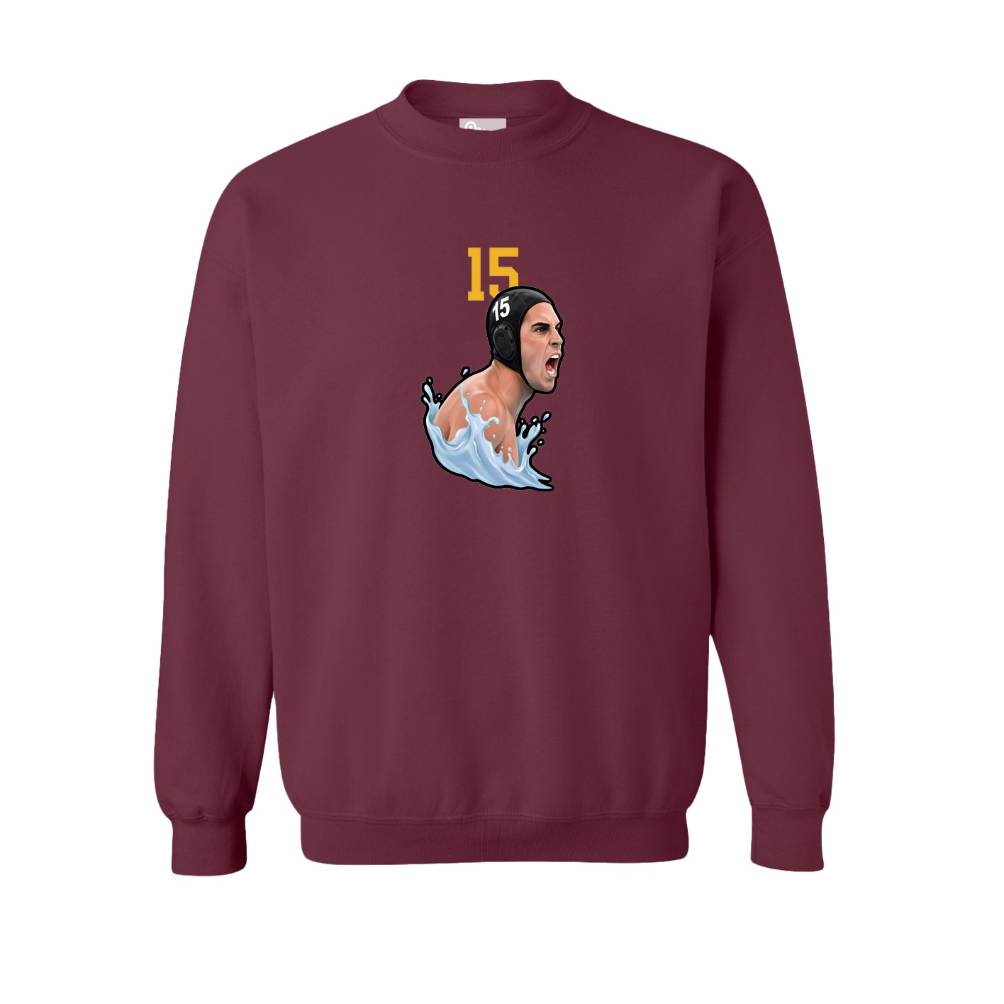 Fleece Crew — Number Top in Maroon