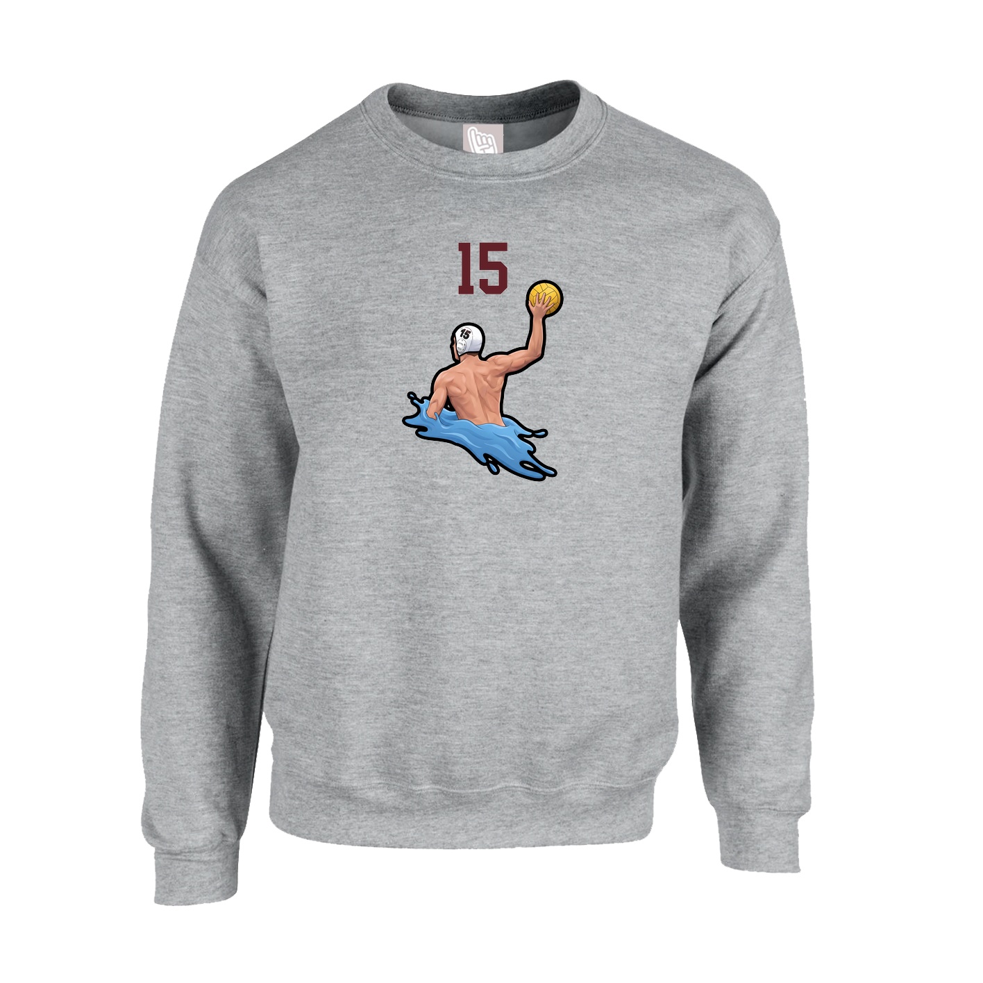 Fleece Crew — Number Top in Grey