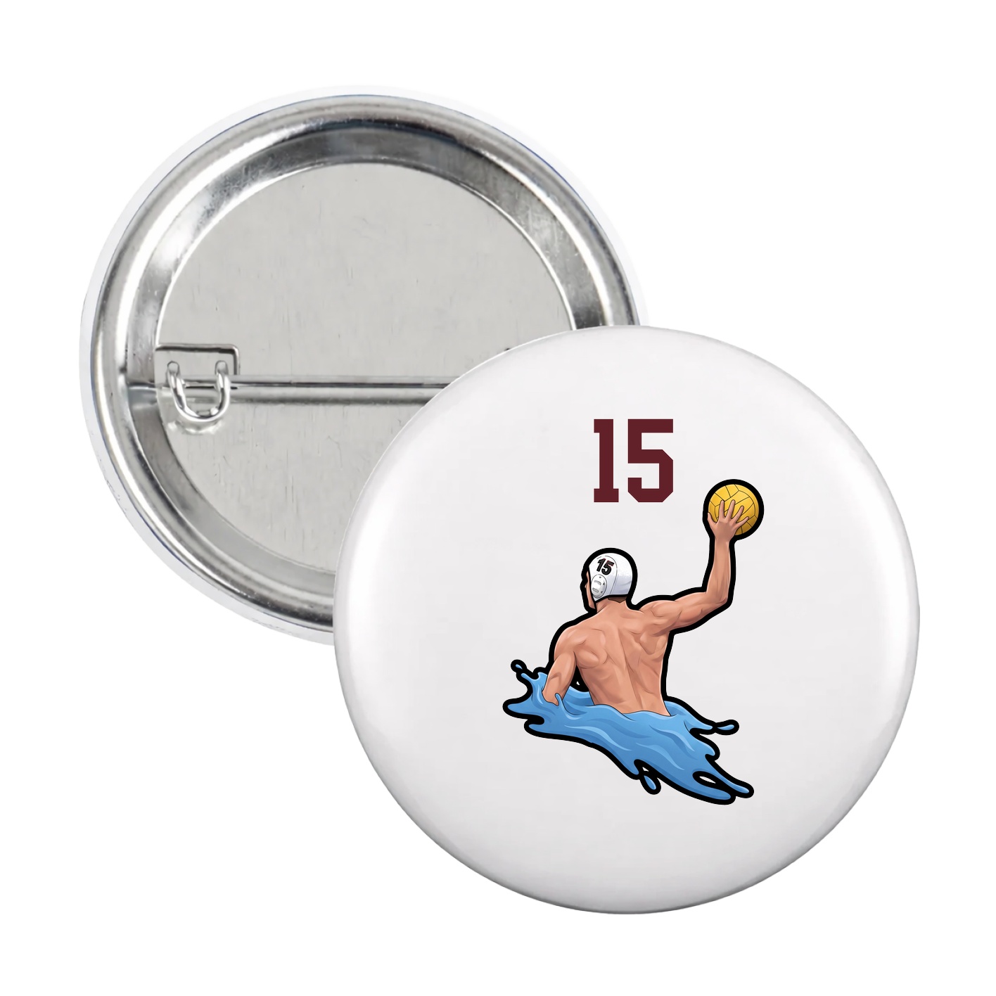 Game Day Button — Number Top in White
