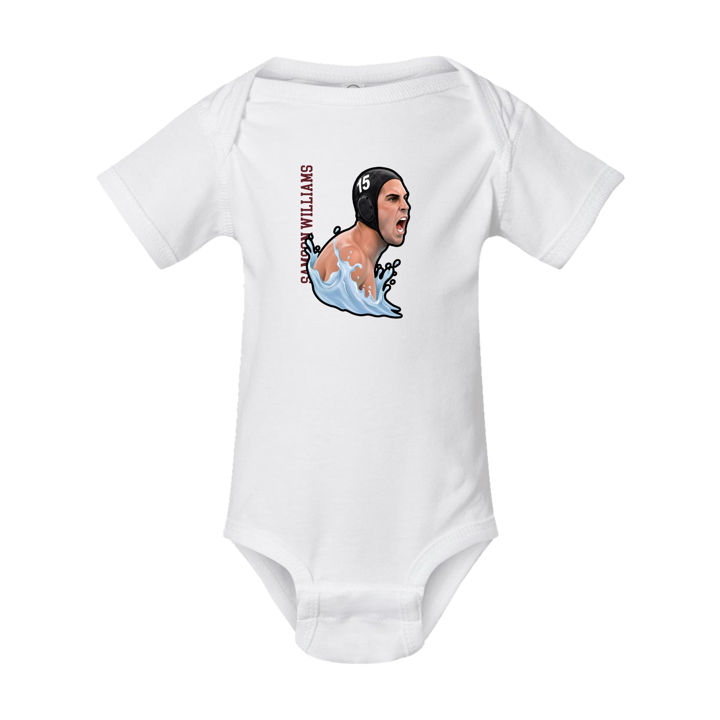 Baby Onesie — Name Vertical in White