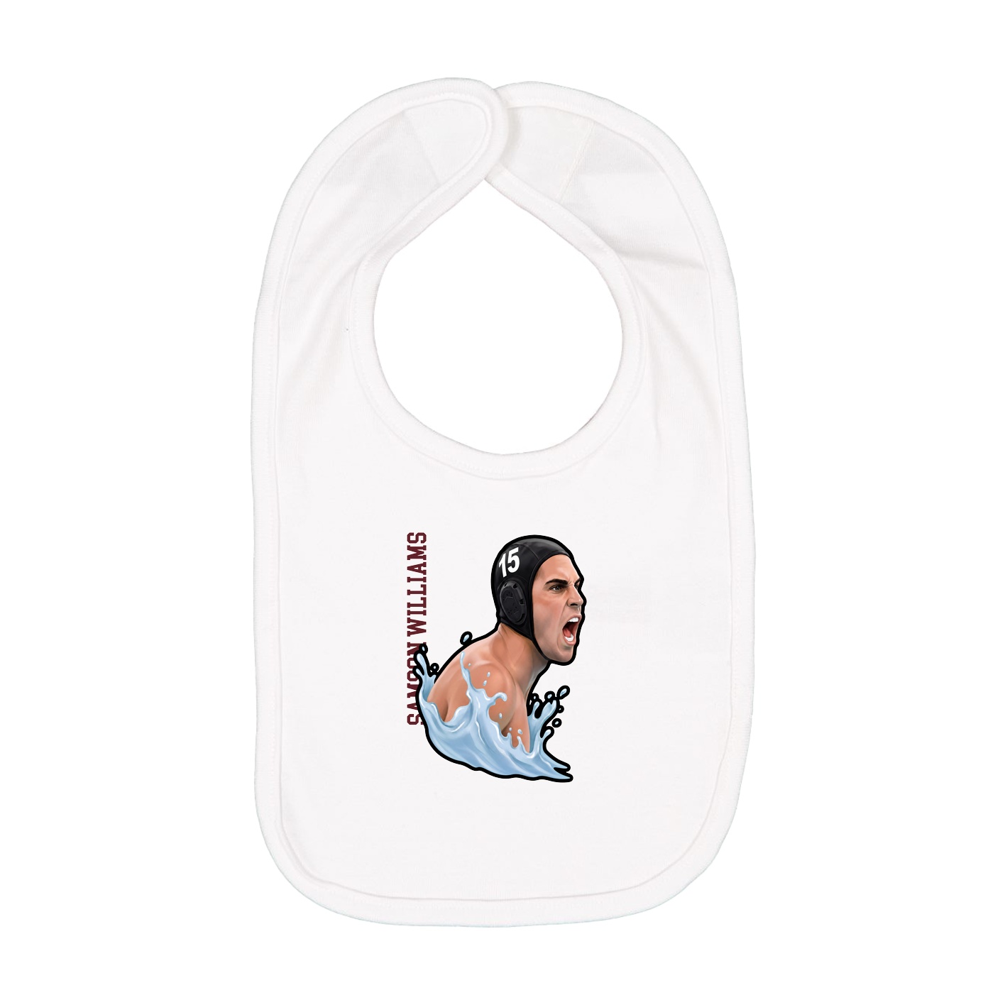 Infant Bib — Name Vertical in White