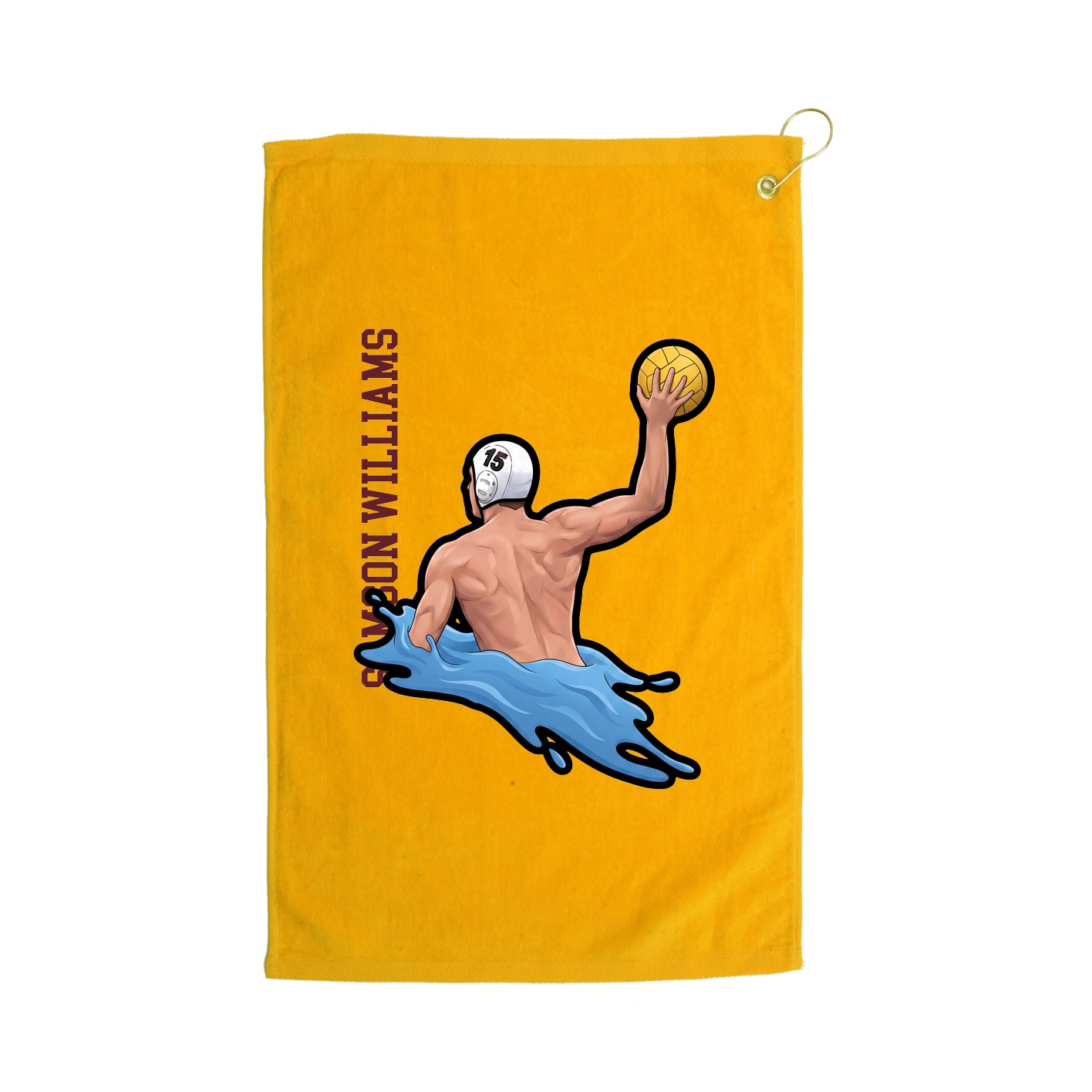 Golf Towel — Name Vertical in Gold