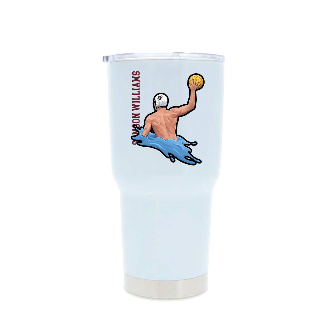 30oz Stainless Steel Tumbler — Name Vertical in White