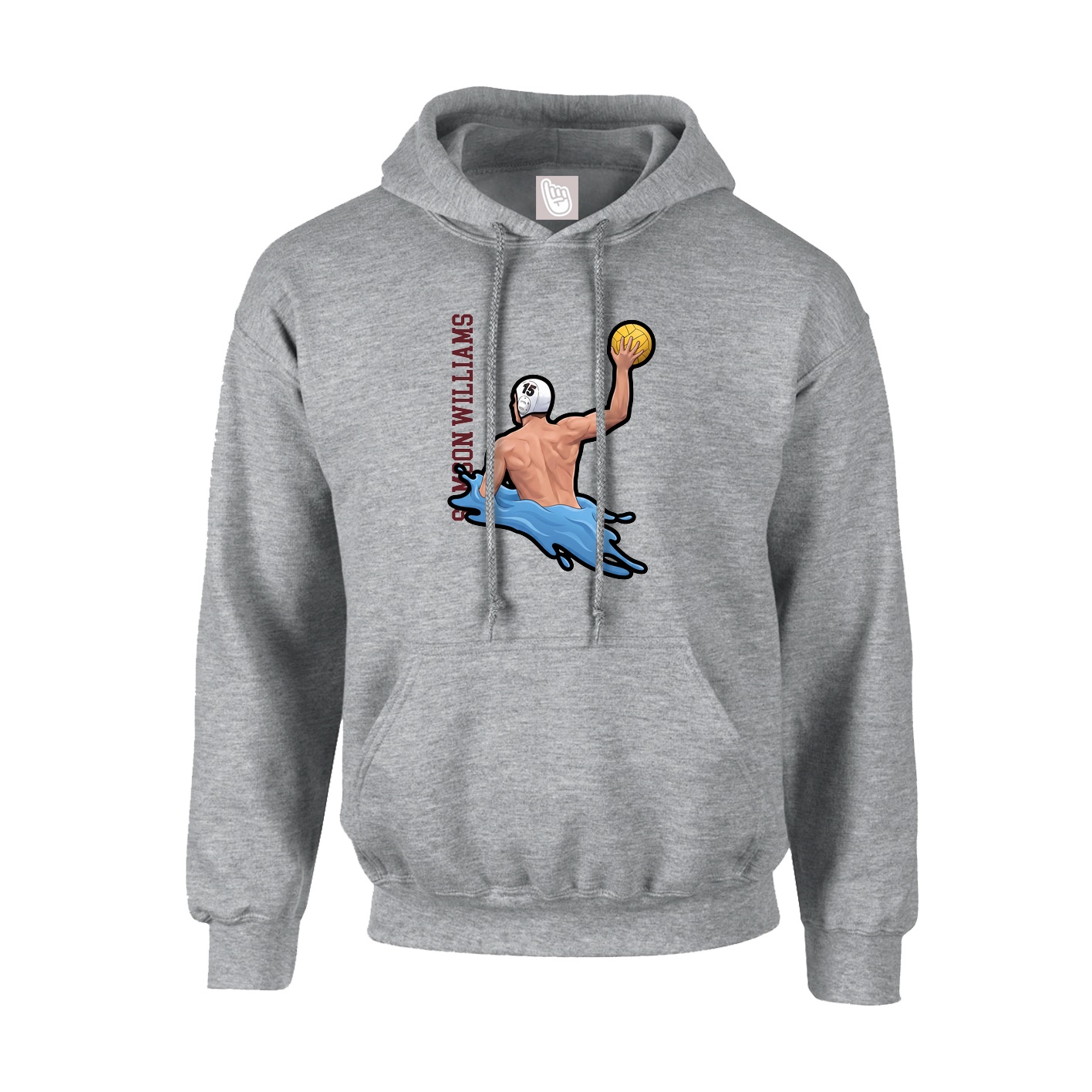 Youth Hoodie — Name Vertical in Grey