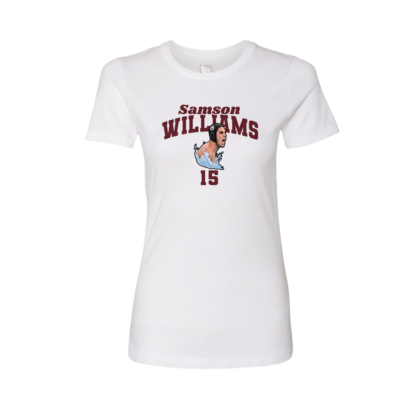 Fitted Women's Tee — Signature Arch in White