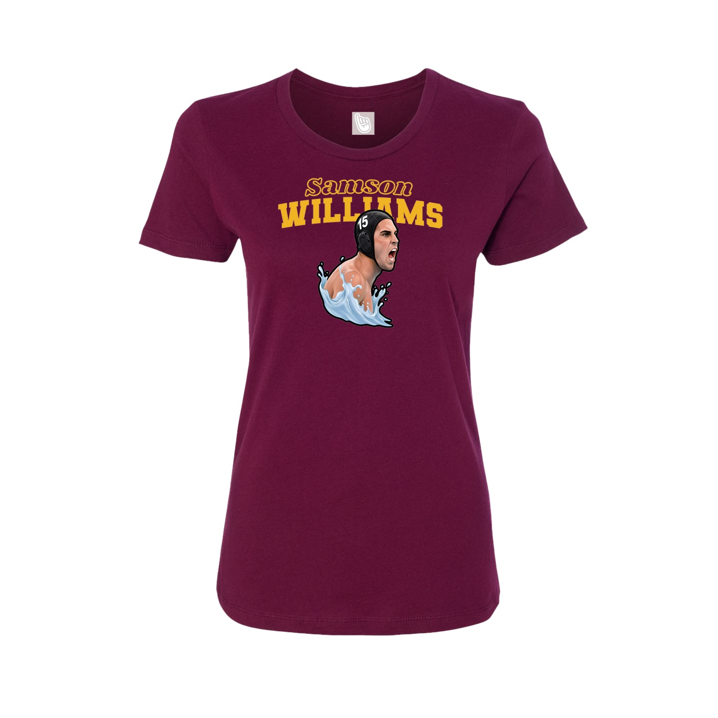 Fitted Women's Tee — Name Arch in Maroon