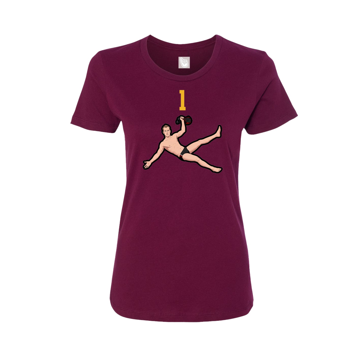 Fitted Women's Tee — Number Top in Maroon