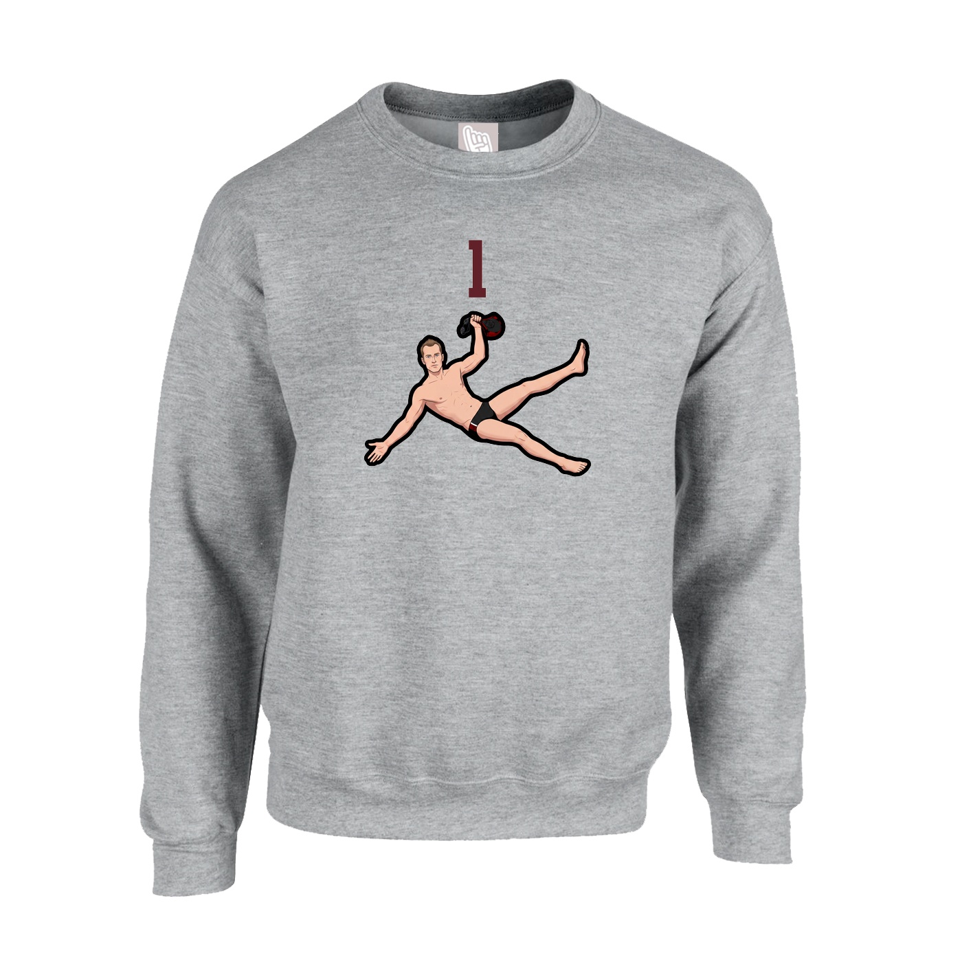 Fleece Crew — Number Top in Grey