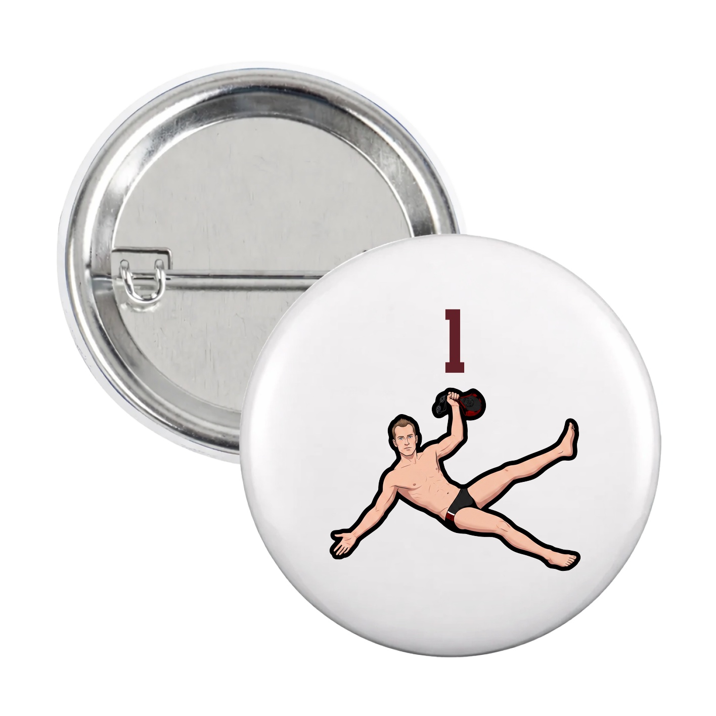 Game Day Button — Number Top in White