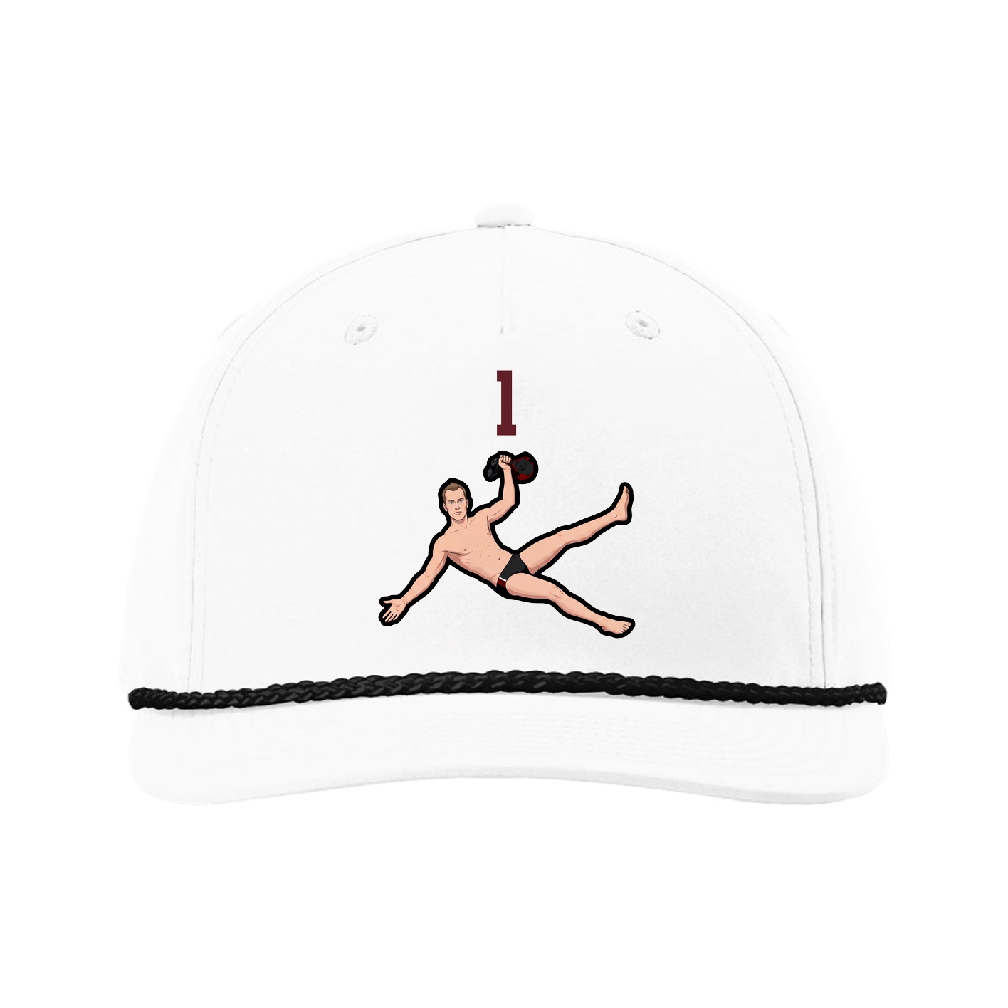 Five-Panel Classic Rope Cap — Number Top in White