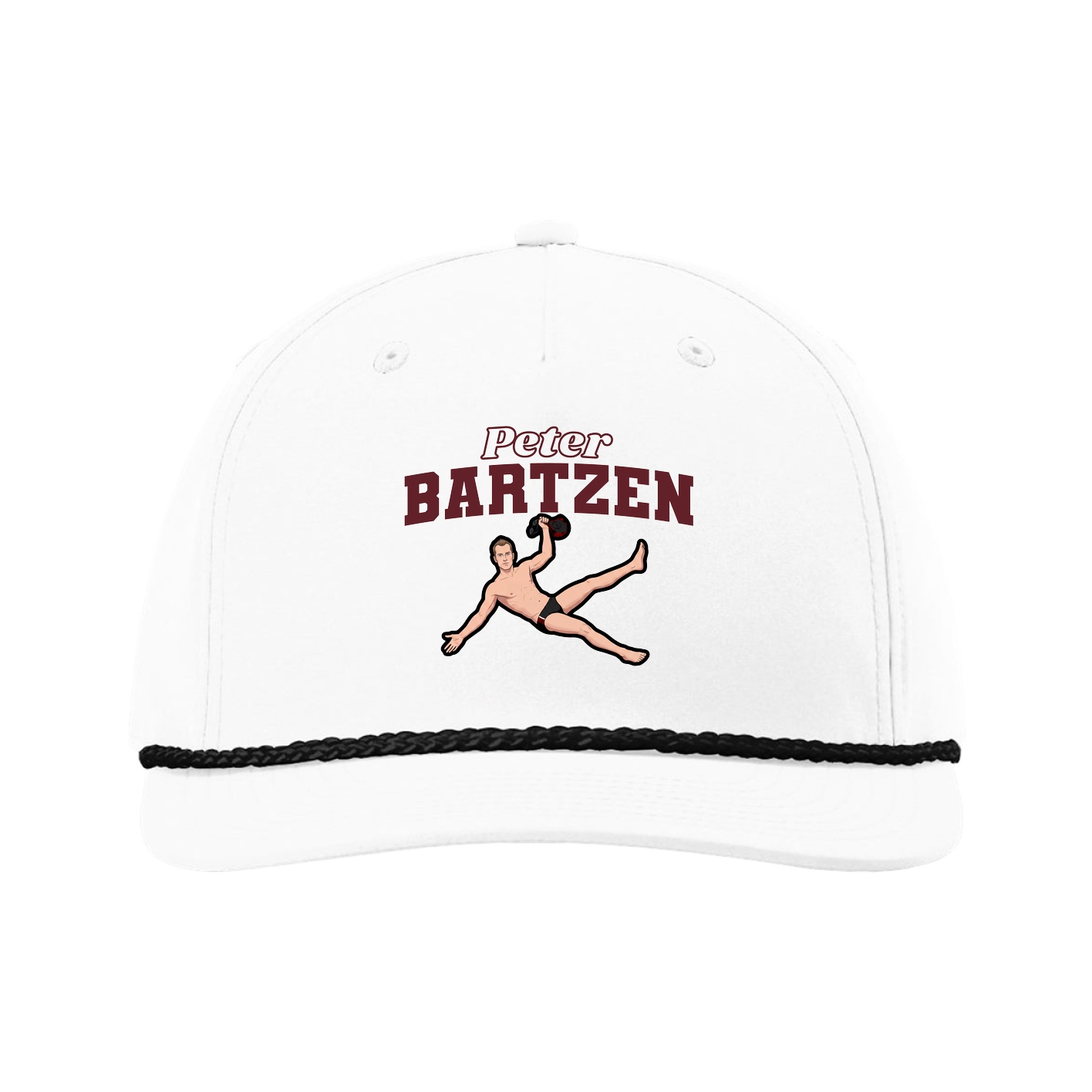 Five-Panel Classic Rope Cap — Name Arch in White