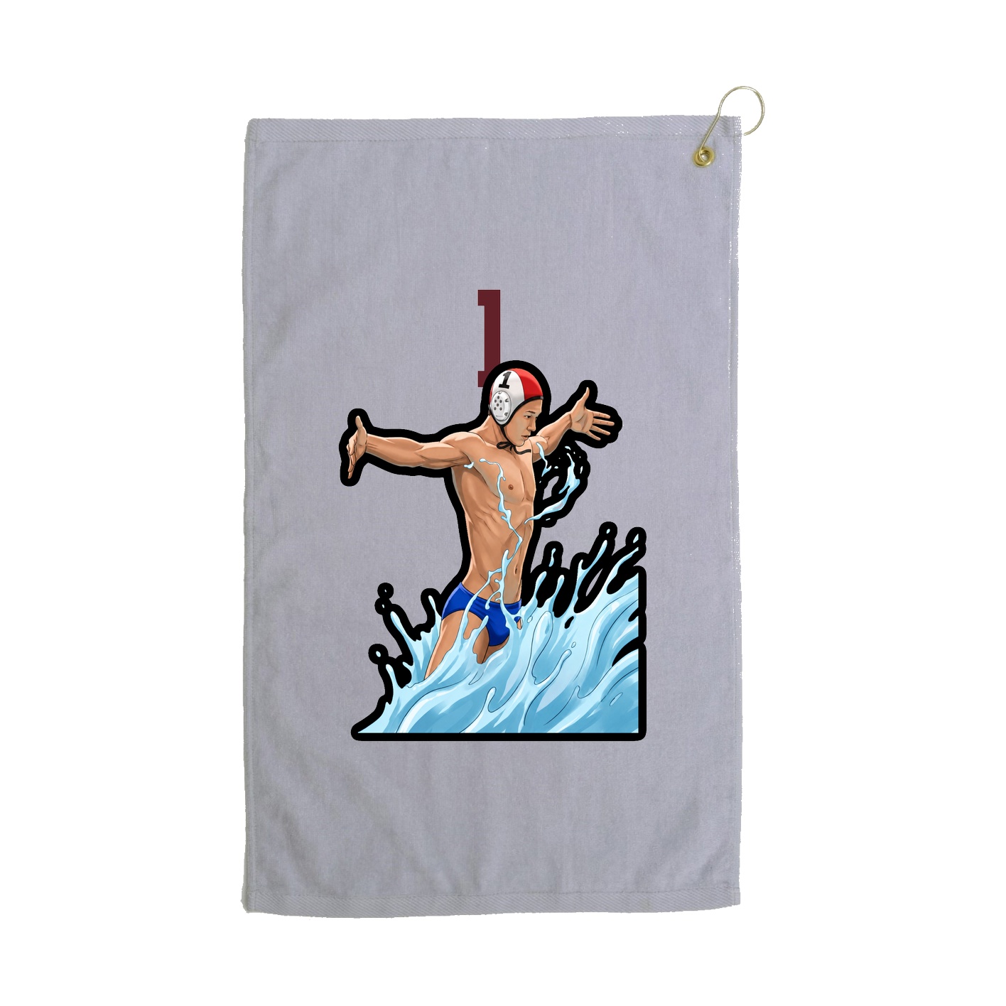 Golf Towel — Number Top in Grey