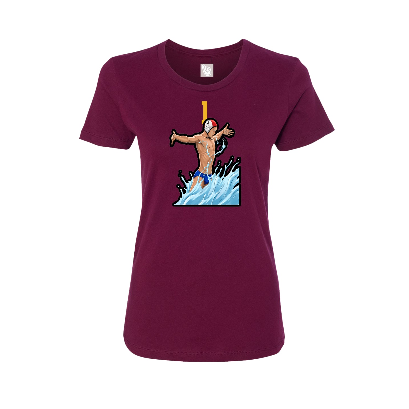 Fitted Women's Tee — Number Top in Maroon