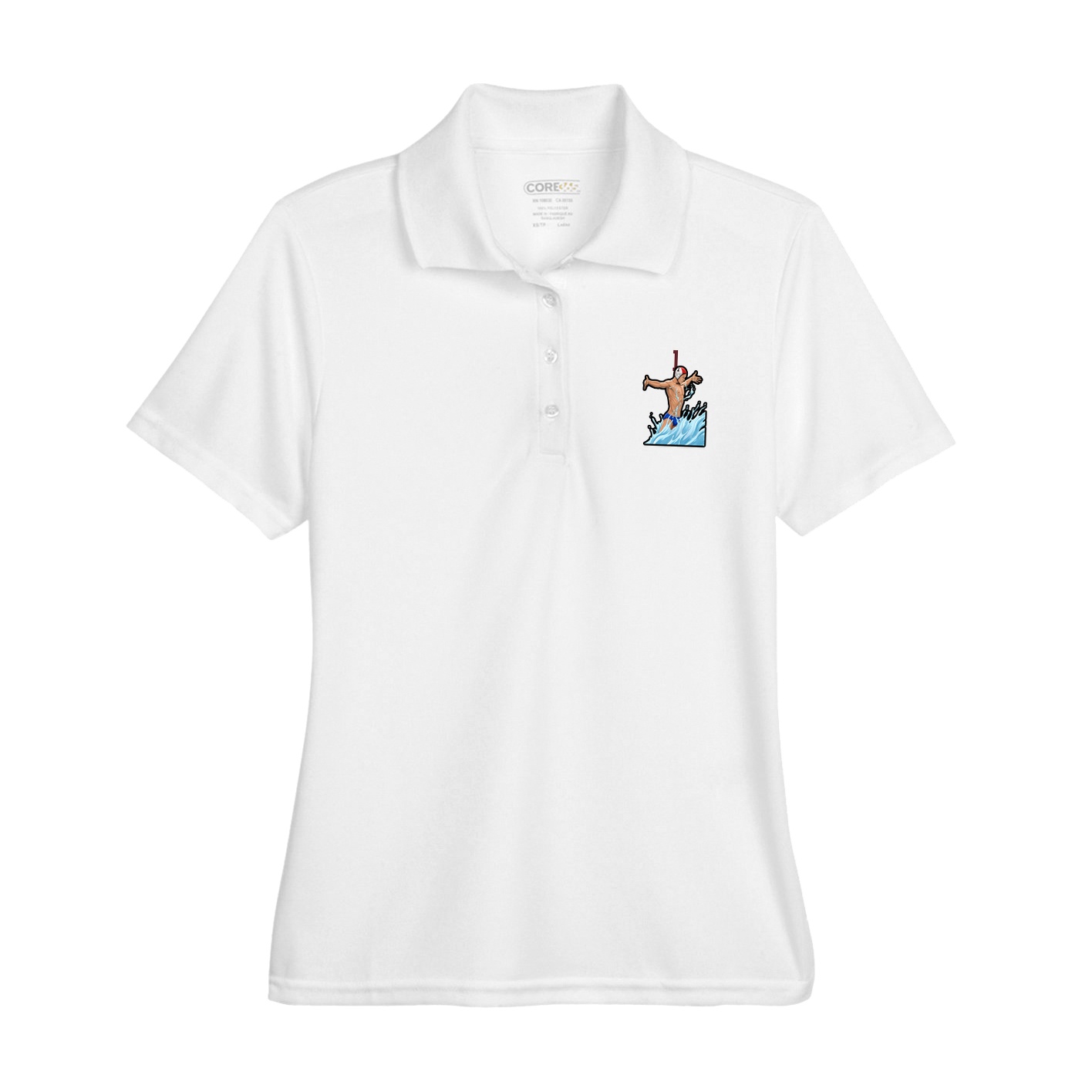 Womens Performance Polo — Number Top in White