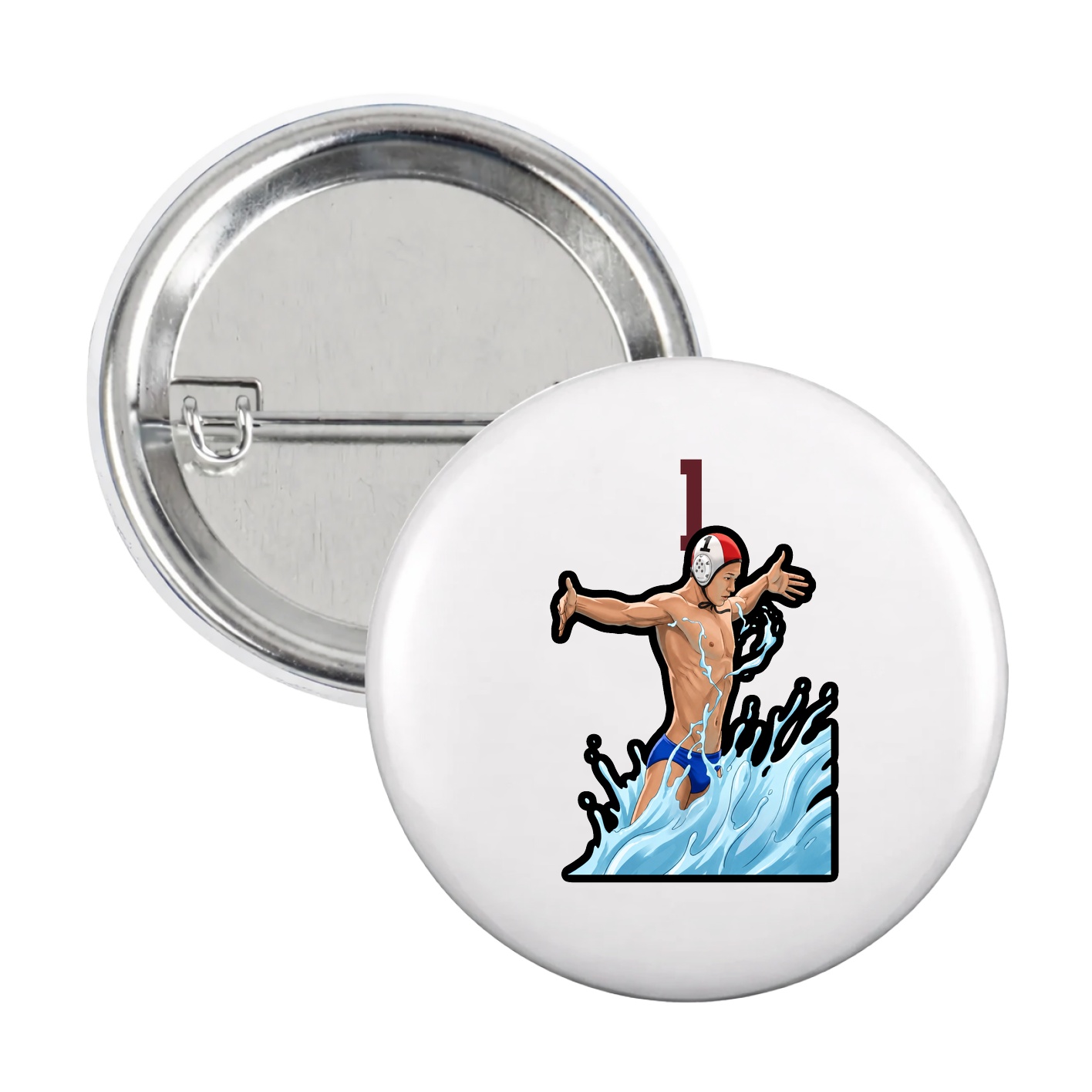 Game Day Button — Number Top in White
