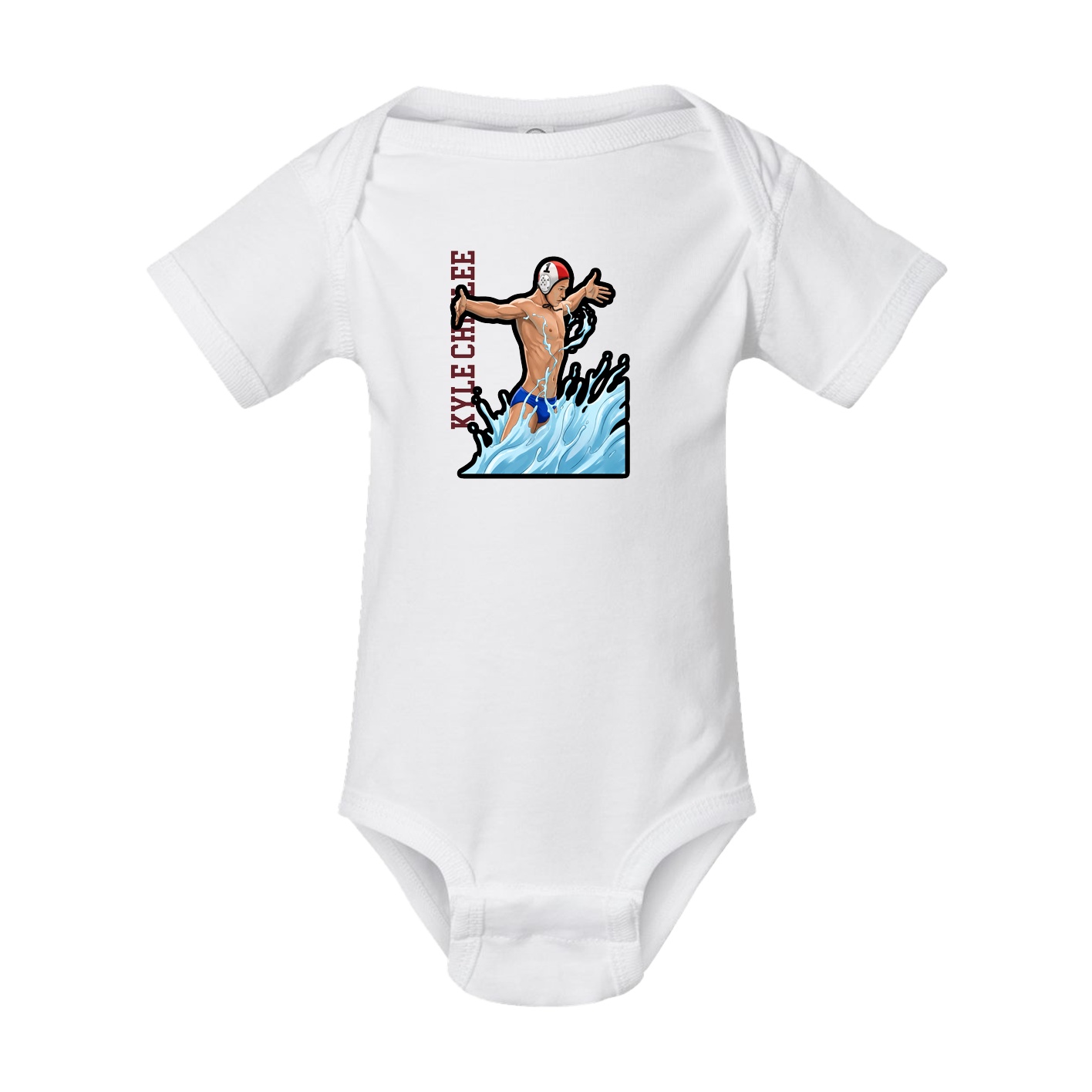 Baby Onesie — Name Vertical in White