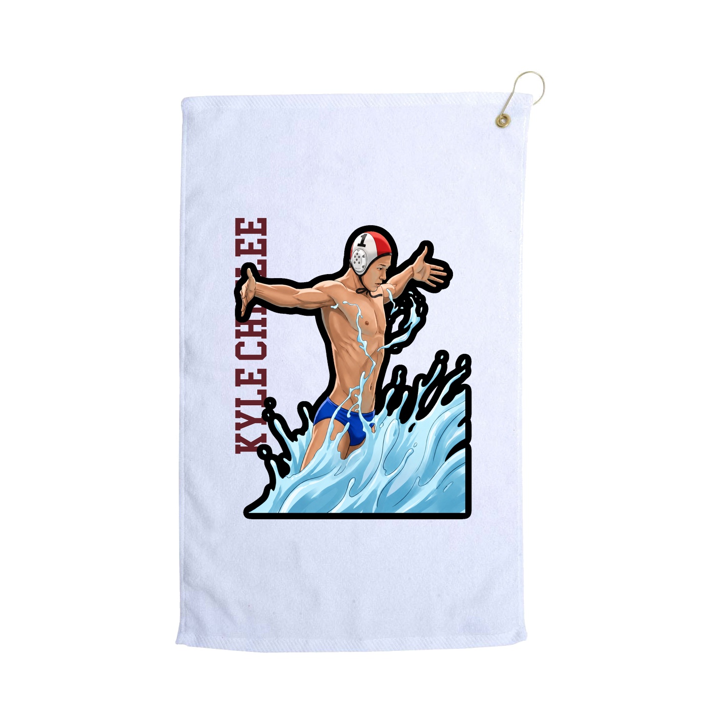 Golf Towel — Name Vertical in White