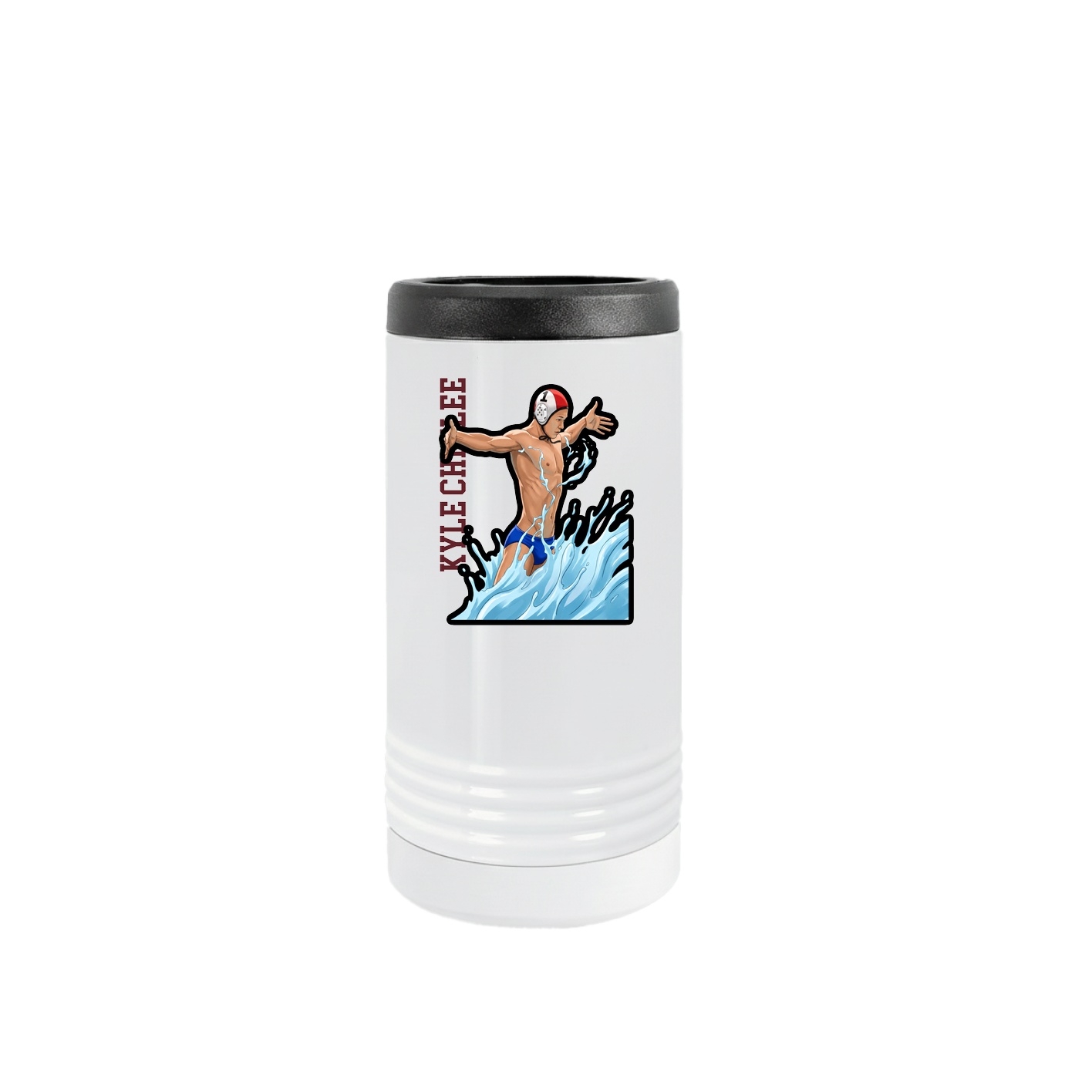 Slim Beverage Holder — Name Vertical in White