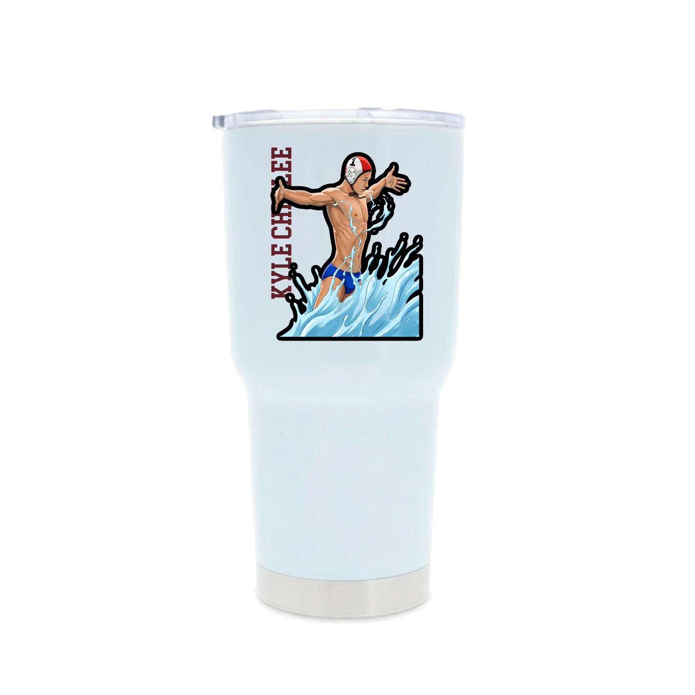 30oz Stainless Steel Tumbler — Name Vertical in White