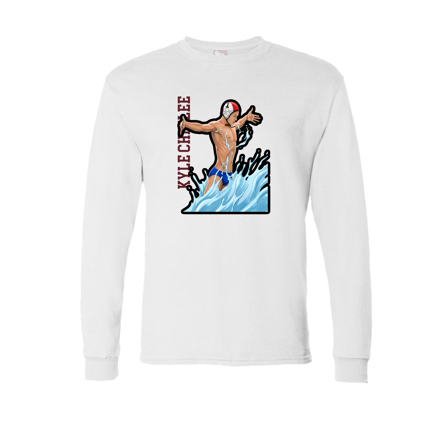 Long Sleeve Tee — Name Vertical in White