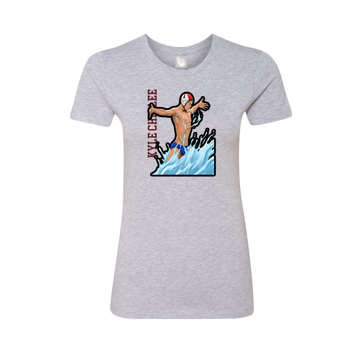 Fitted Women's Tee — Name Vertical in Grey