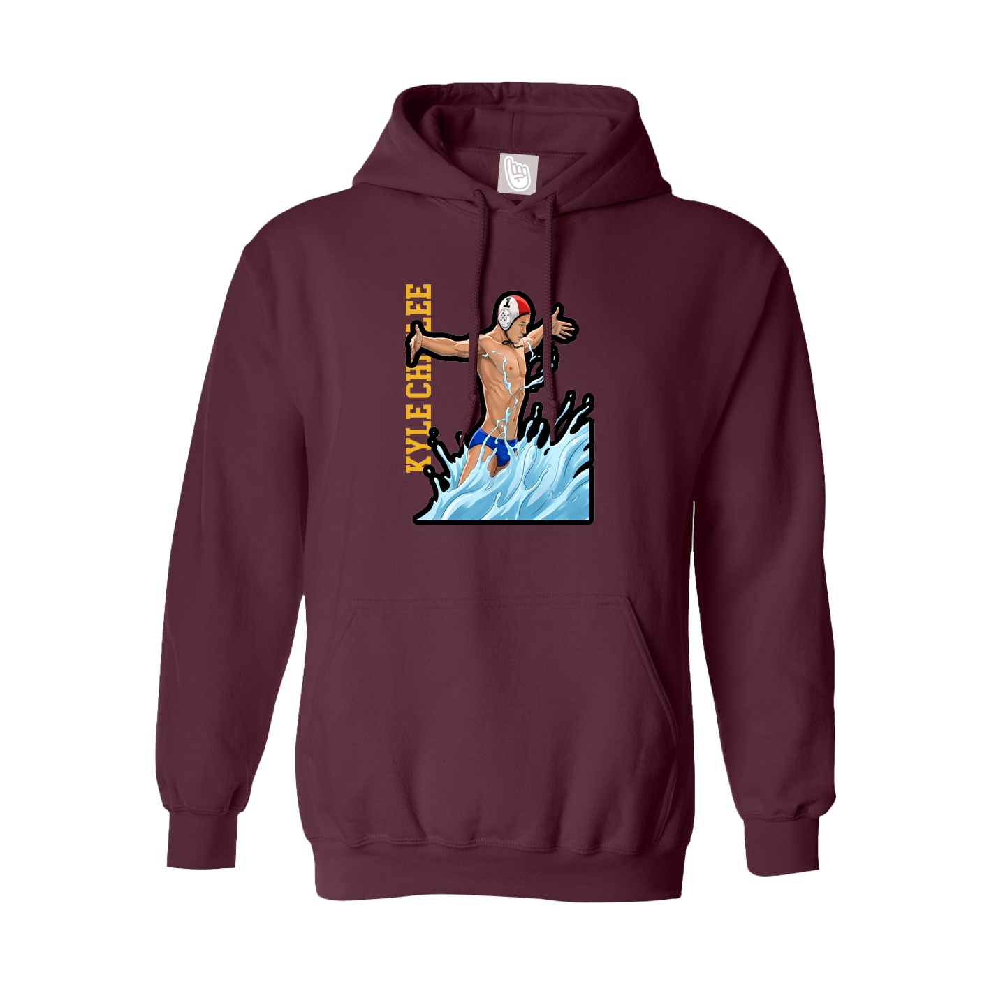 Youth Hoodie — Name Vertical in Maroon