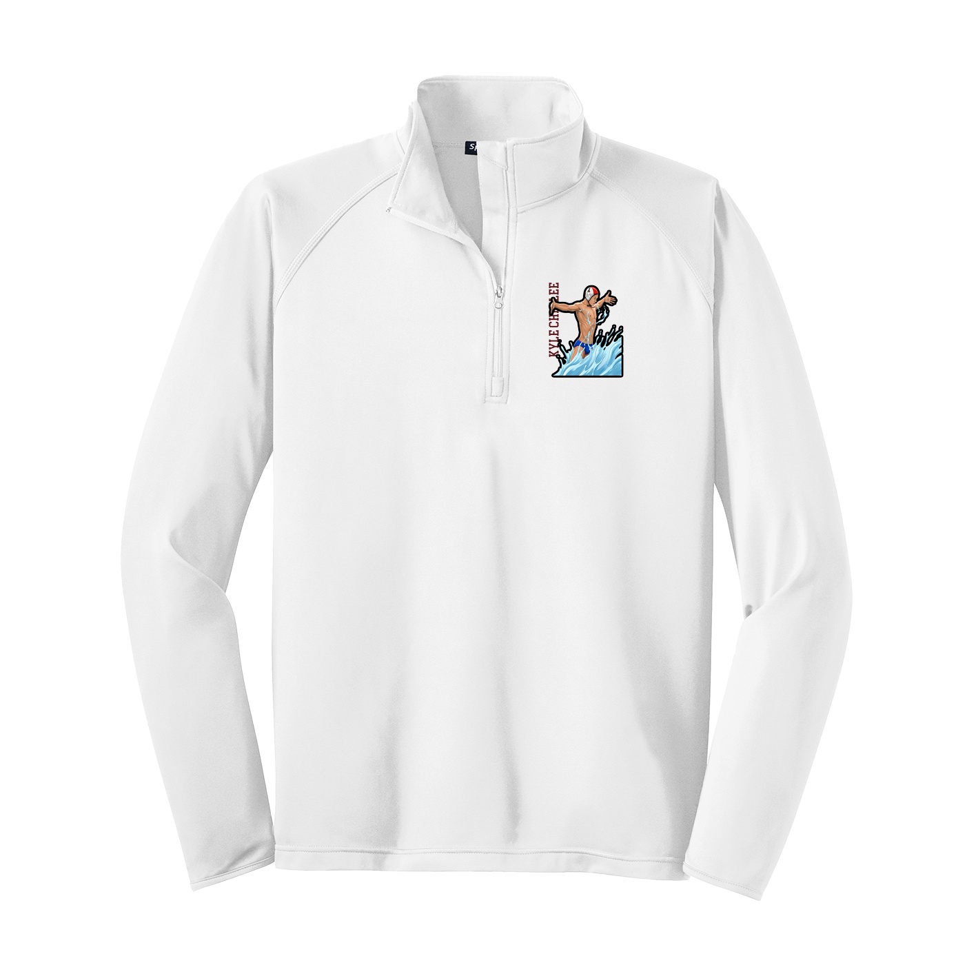 Q-Zip Pullover — Name Vertical in White