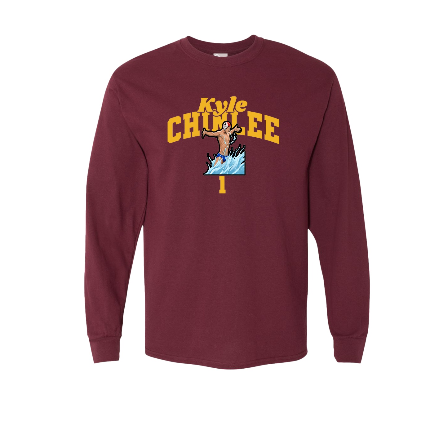 Long Sleeve Tee — Signature Arch in Maroon