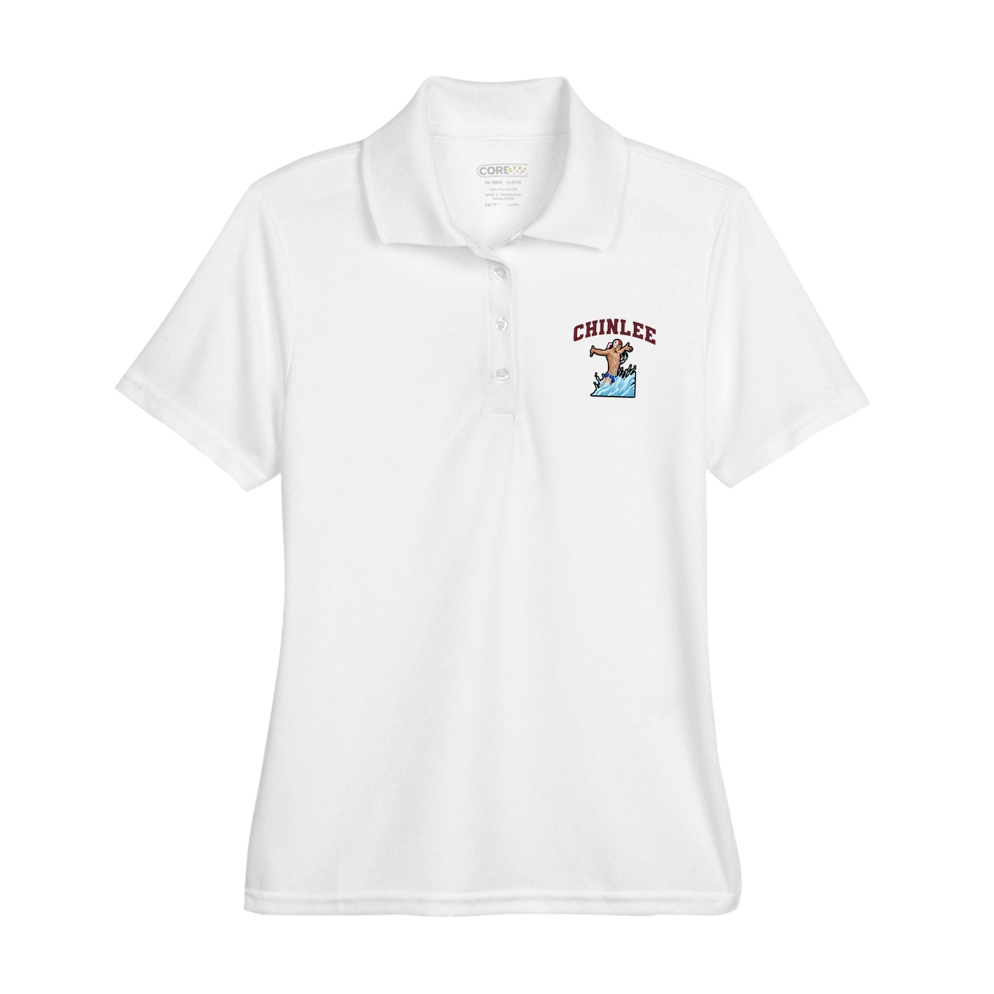 Womens Performance Polo — Number in White