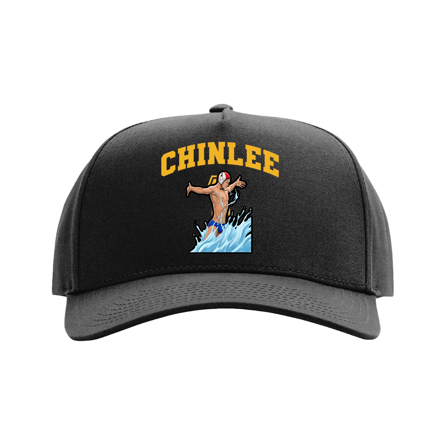 Full Fabric Five-Panel Champ Cap — Number in Black