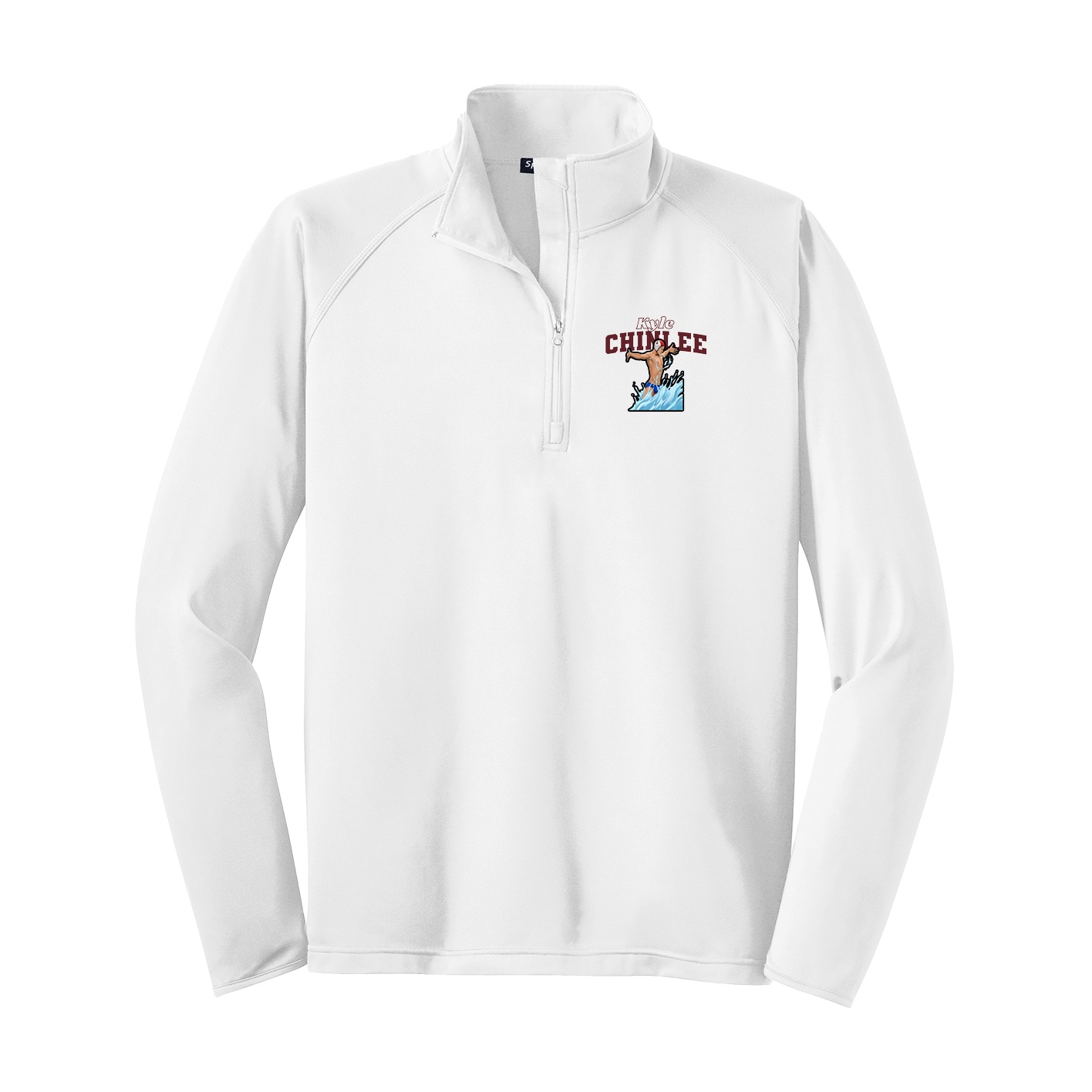 Q-Zip Pullover — Name Arch in White